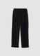 Black ribbed stretch-fabric trousers, regular fit_0