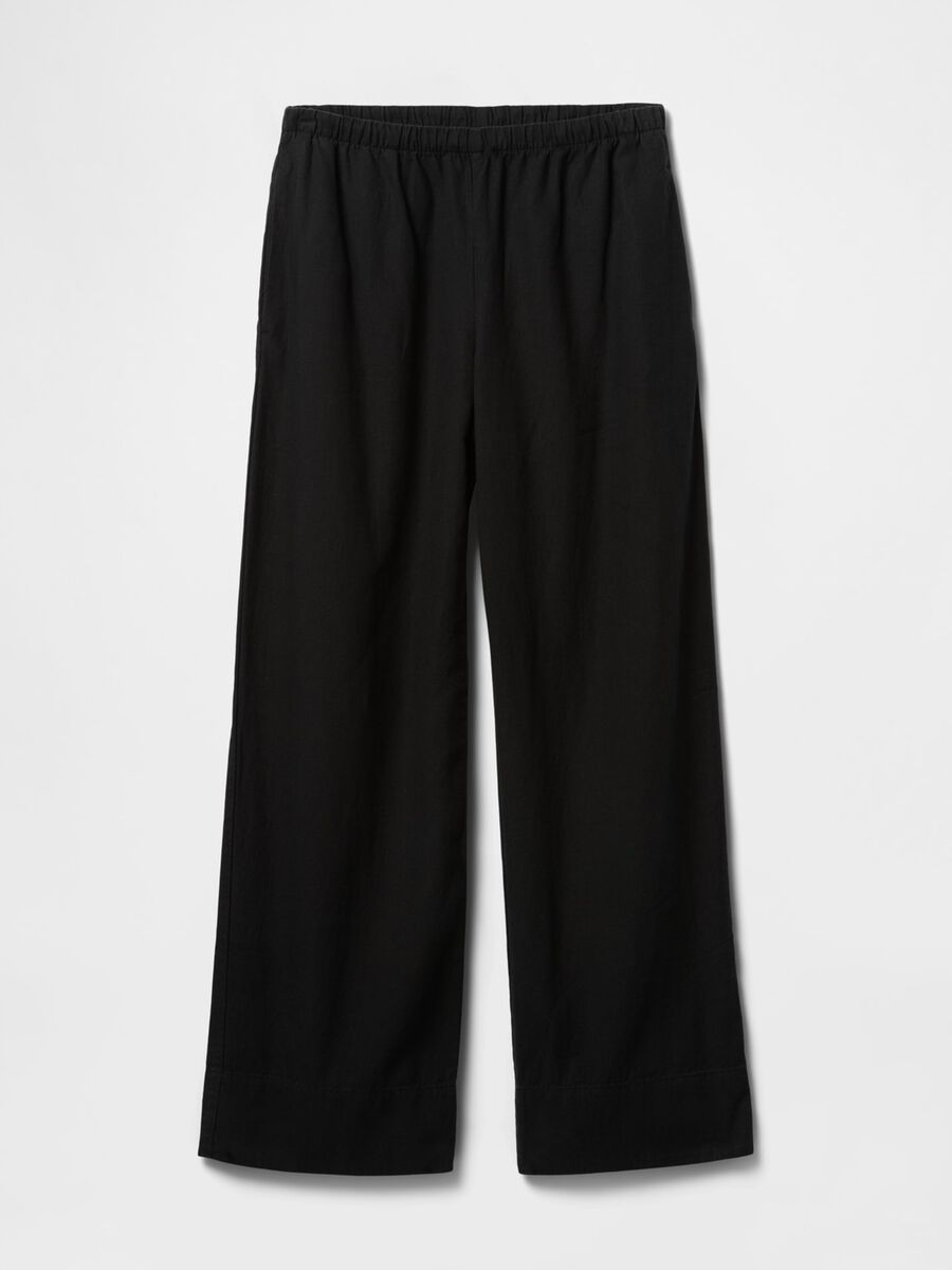Black wide-leg trousers in linen-viscose blend by Gap_6