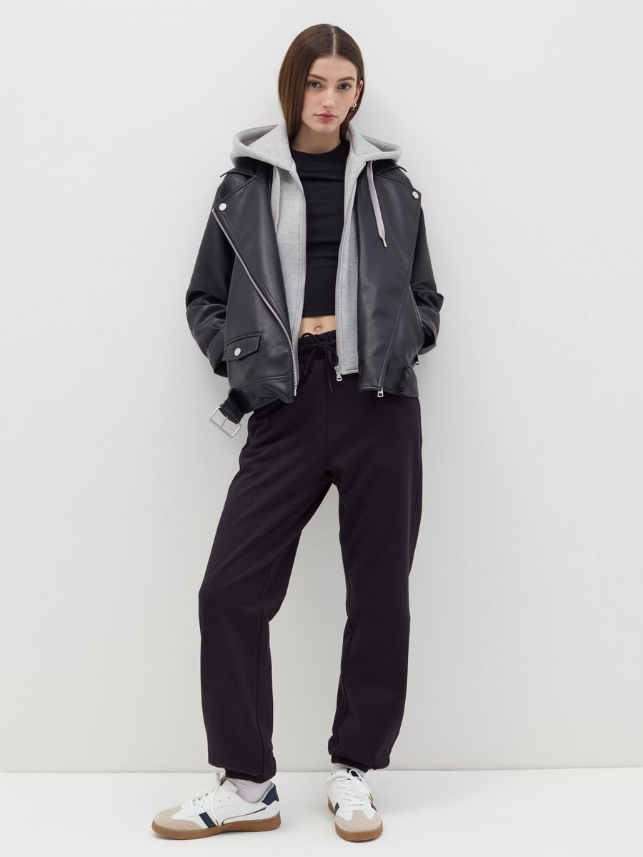 Fleece joggers with drawstring_0