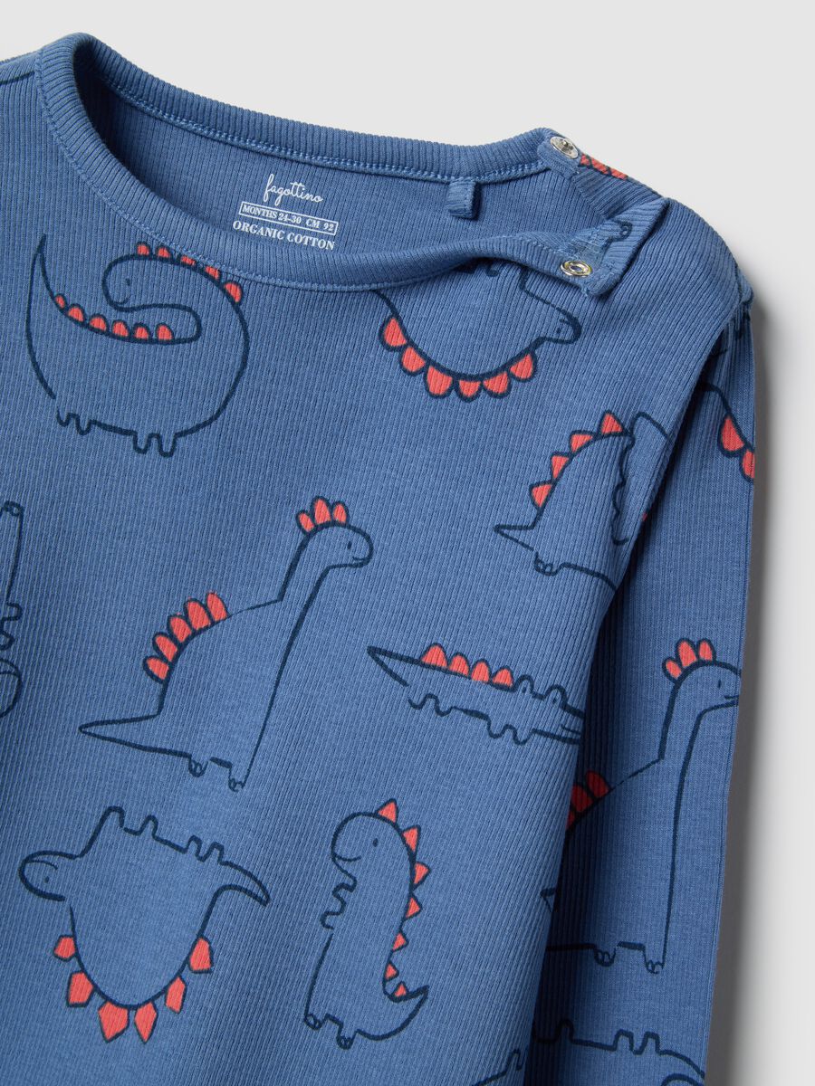 Blue cotton blend baby pyjamas regular fit with dinosaurs_2
