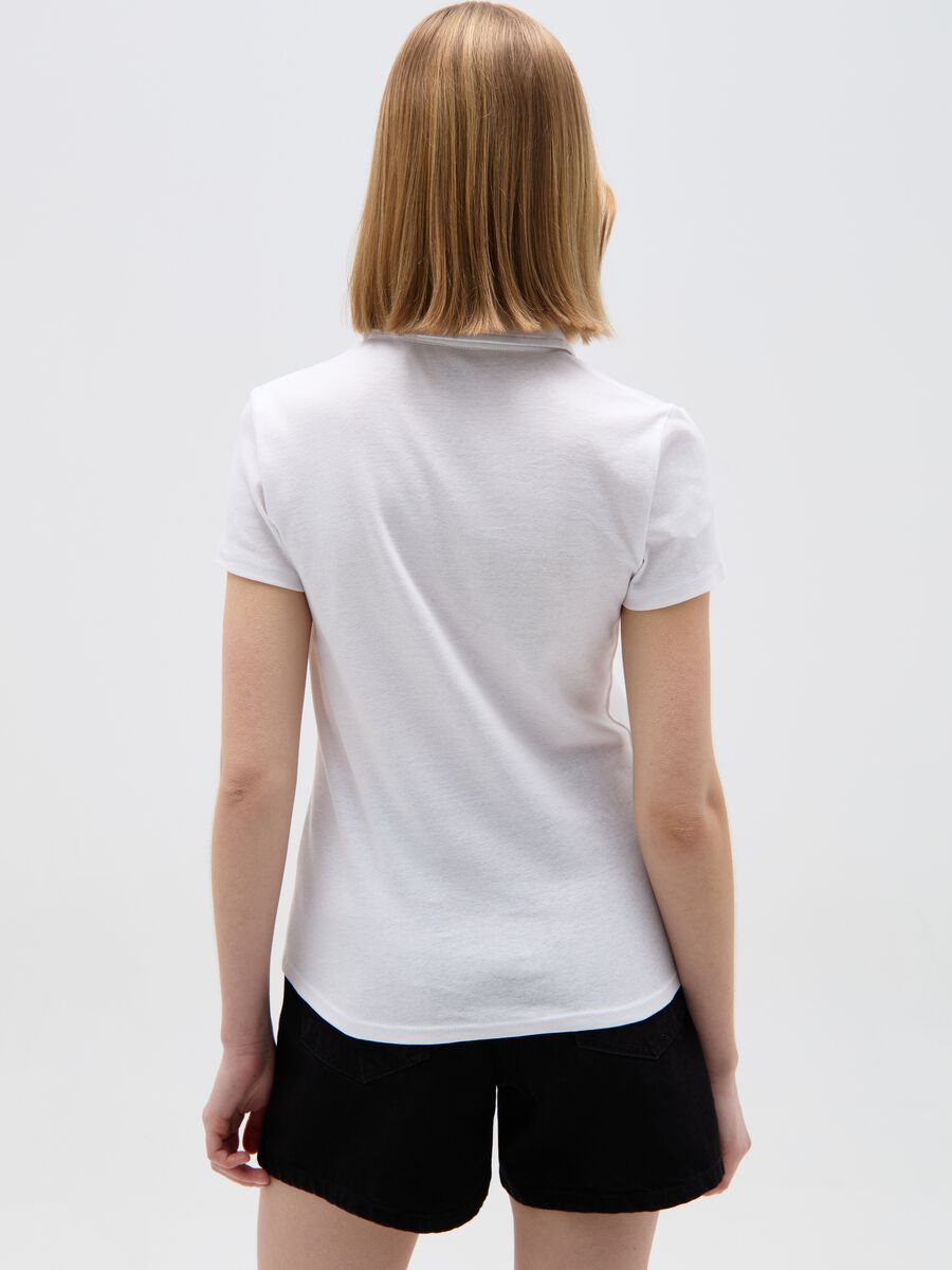 T-shirt with polo neck and crochet insert_2