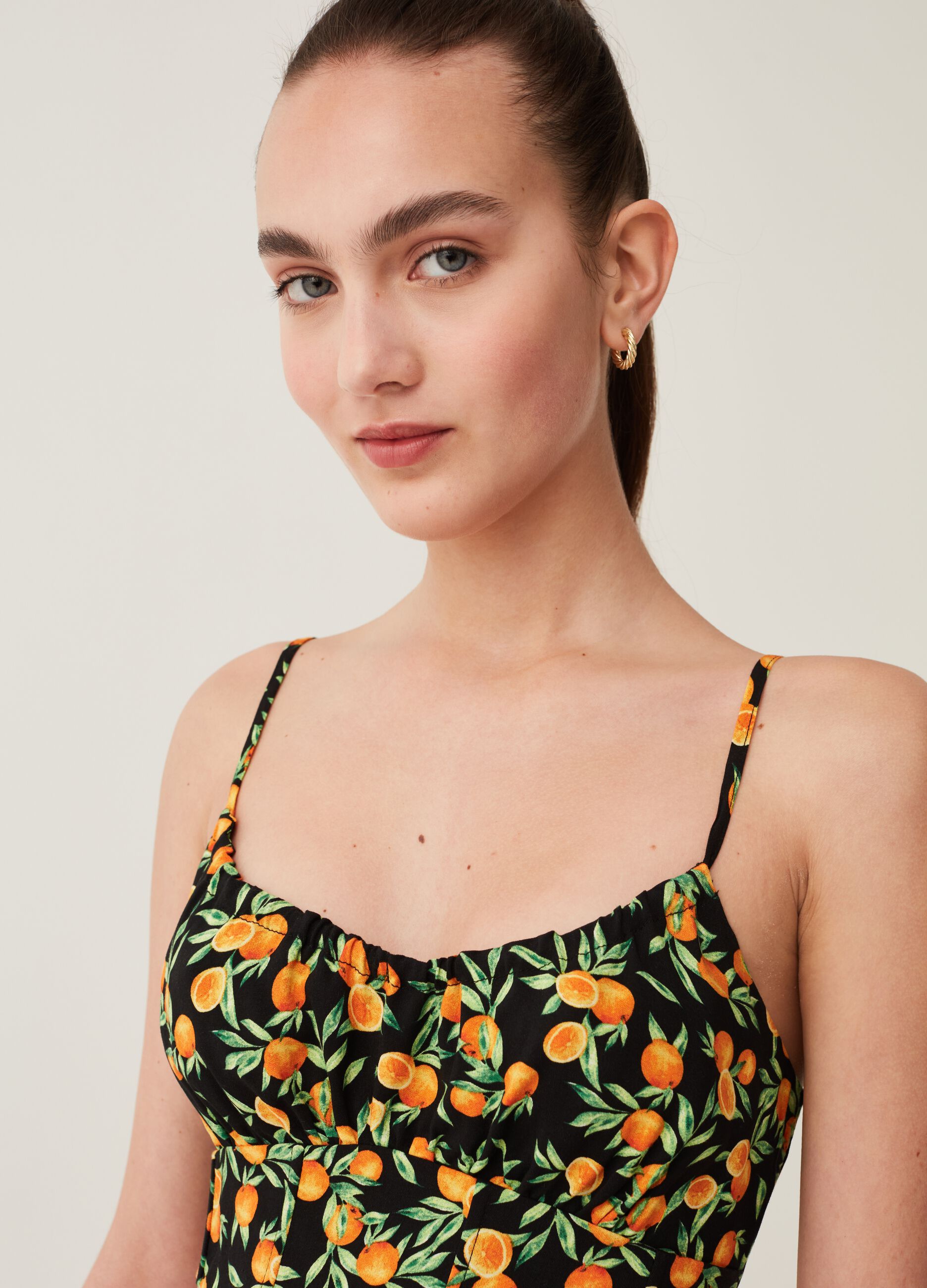 Crop top a corsetto stampa all-over Baby Angel_1