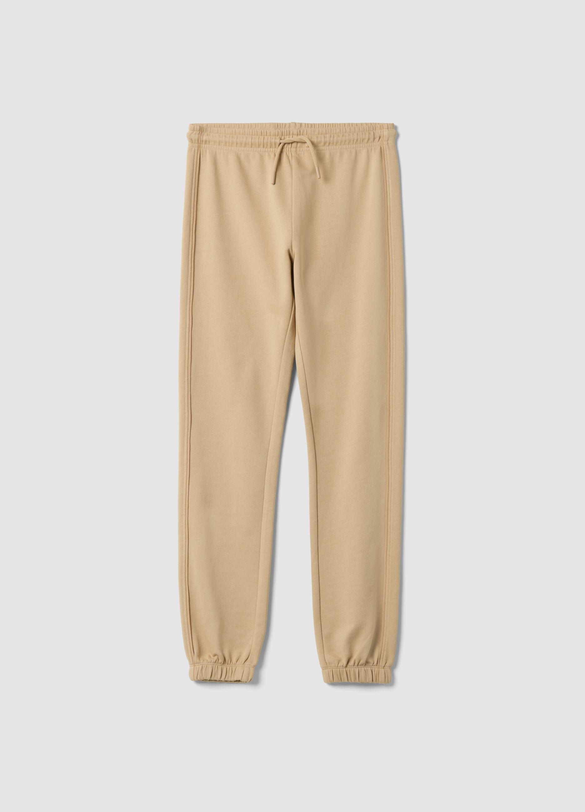 Pantaloni jogger beige in puro cotone