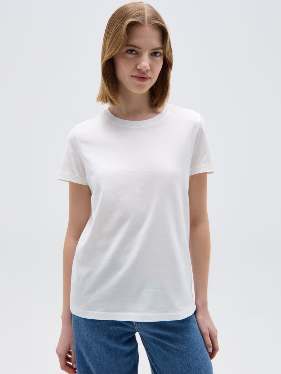 Women’s T-shirt in white 100% cotton with regular fit_0
