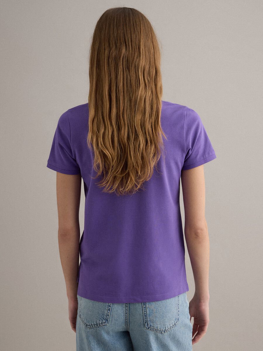Purple short-sleeve pure cotton polo shirt, regular fit_3