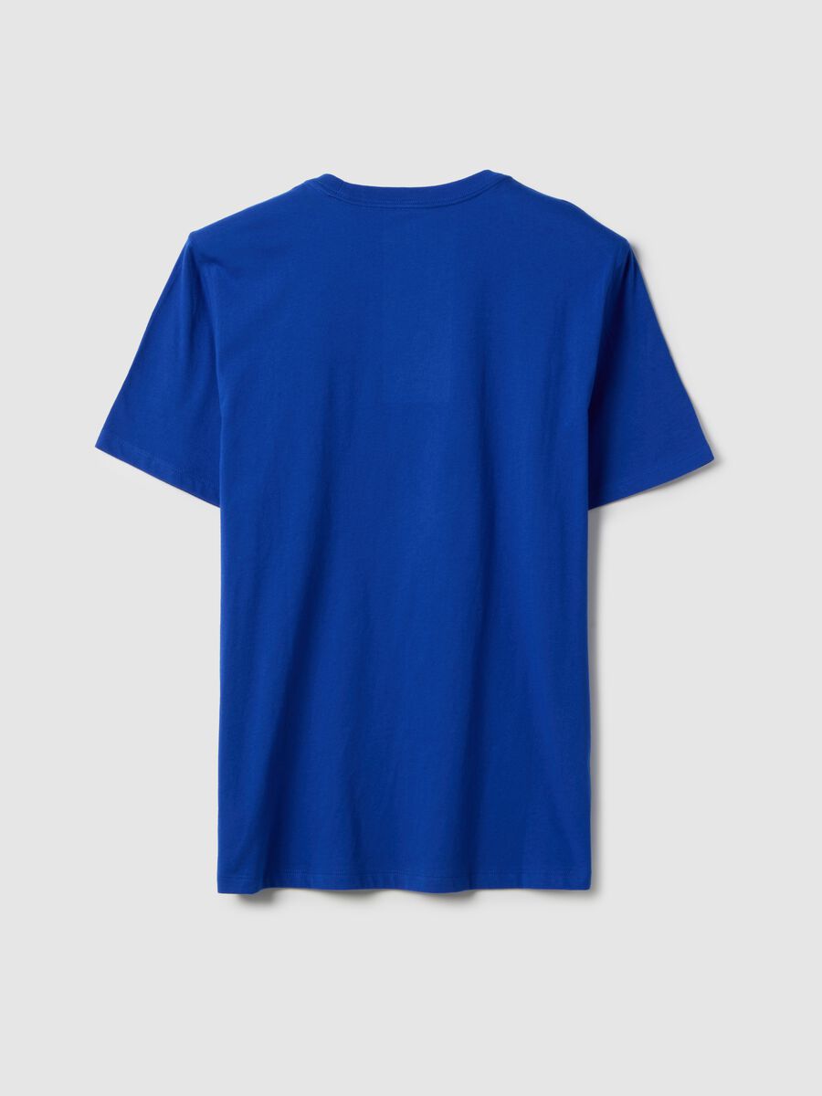 T-shirt blu a maniche corte in puro cotone regular fit con logo_1
