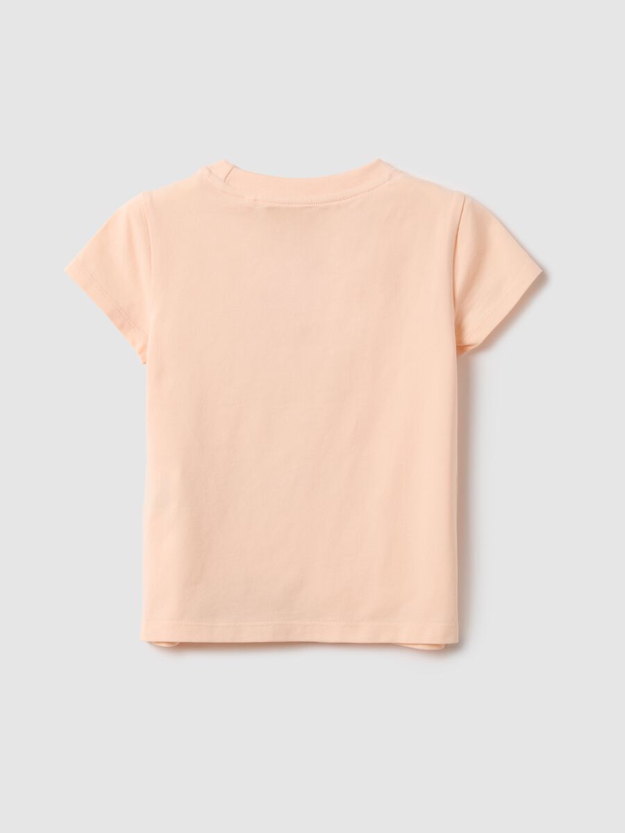 Pink stretch cotton regular fit T-shirt with heart for girl_1