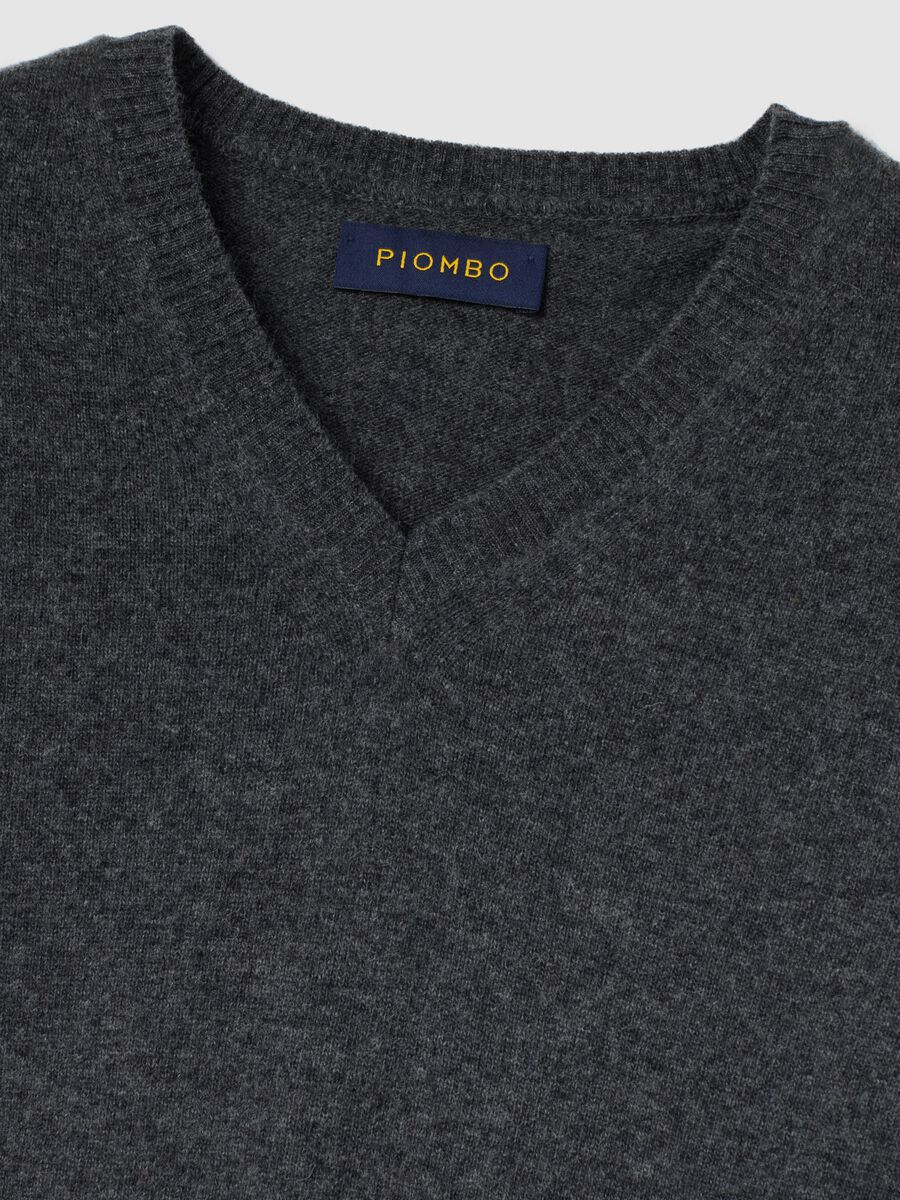 Maglione in pura lana d'agnello grigio regular fit_1