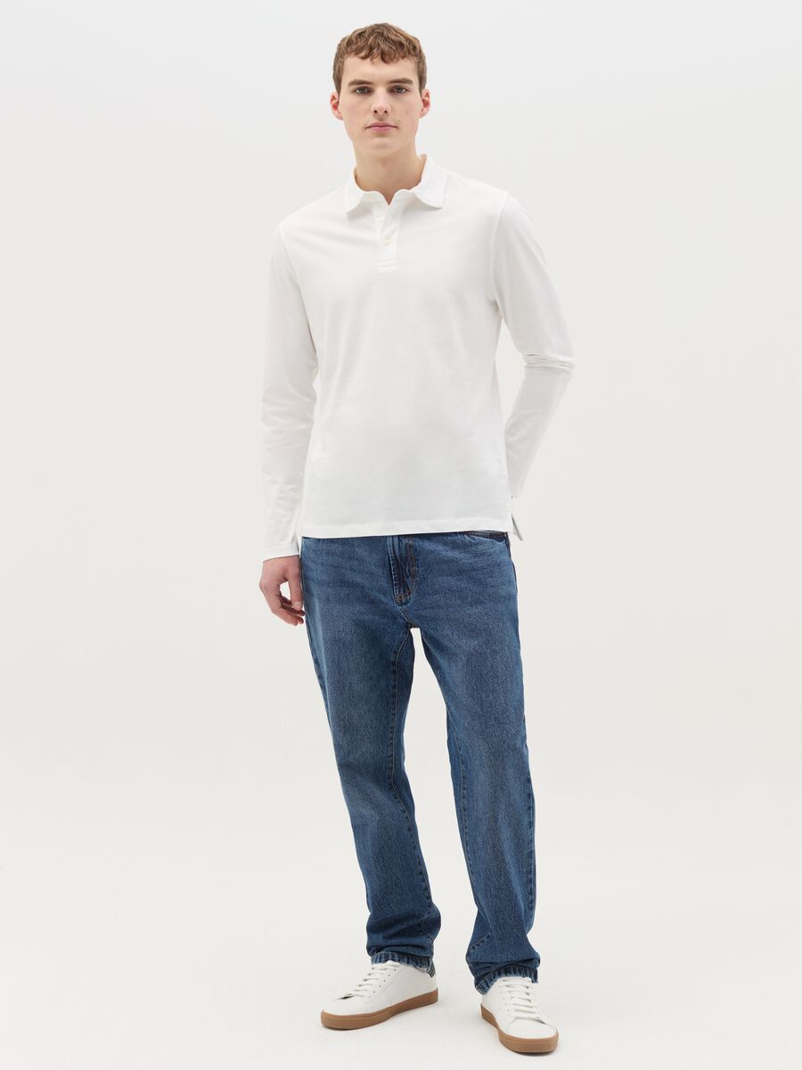 Cotton polo shirt with long sleeves_1