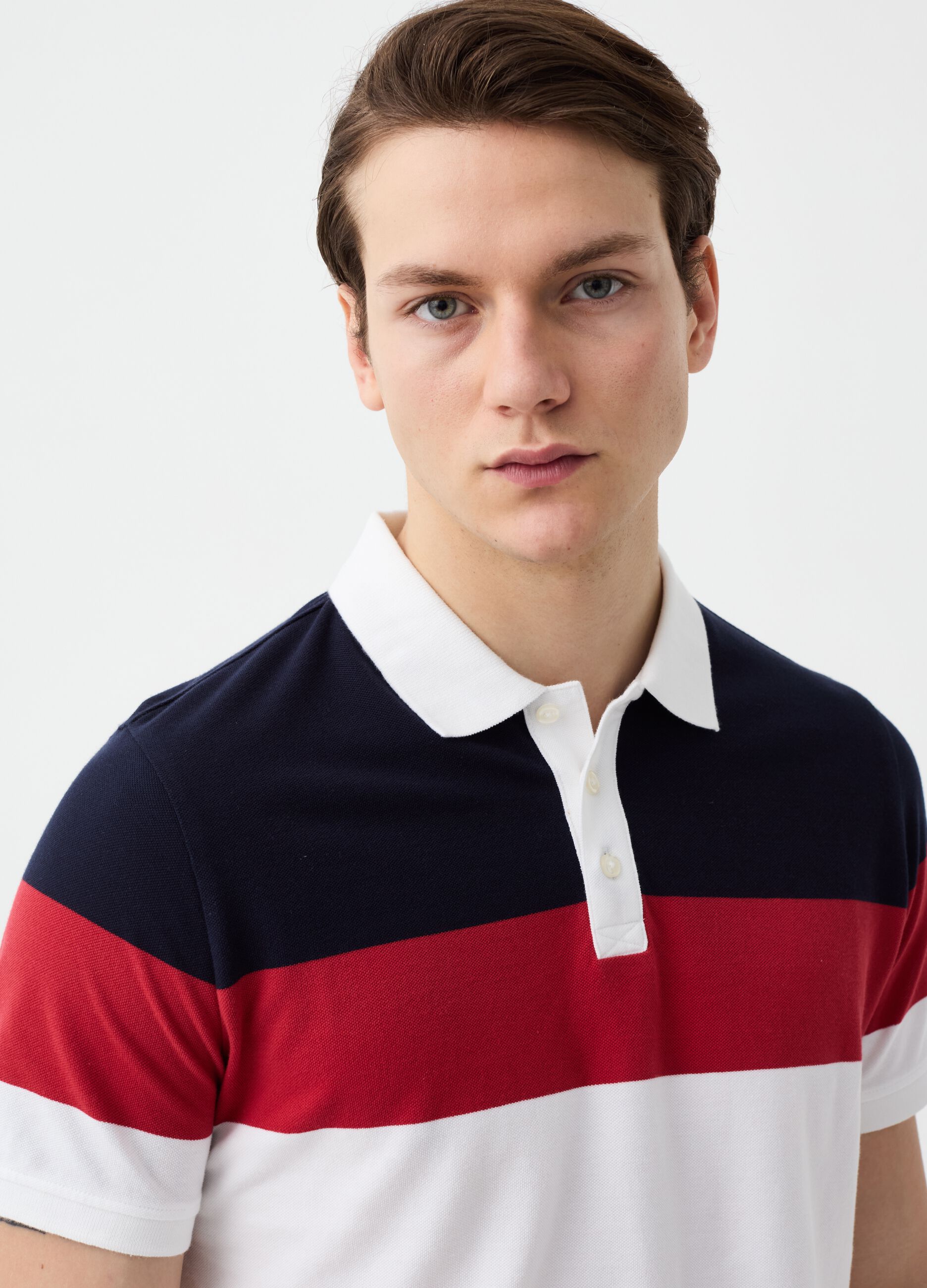 Colourblock polo shirt in piquet