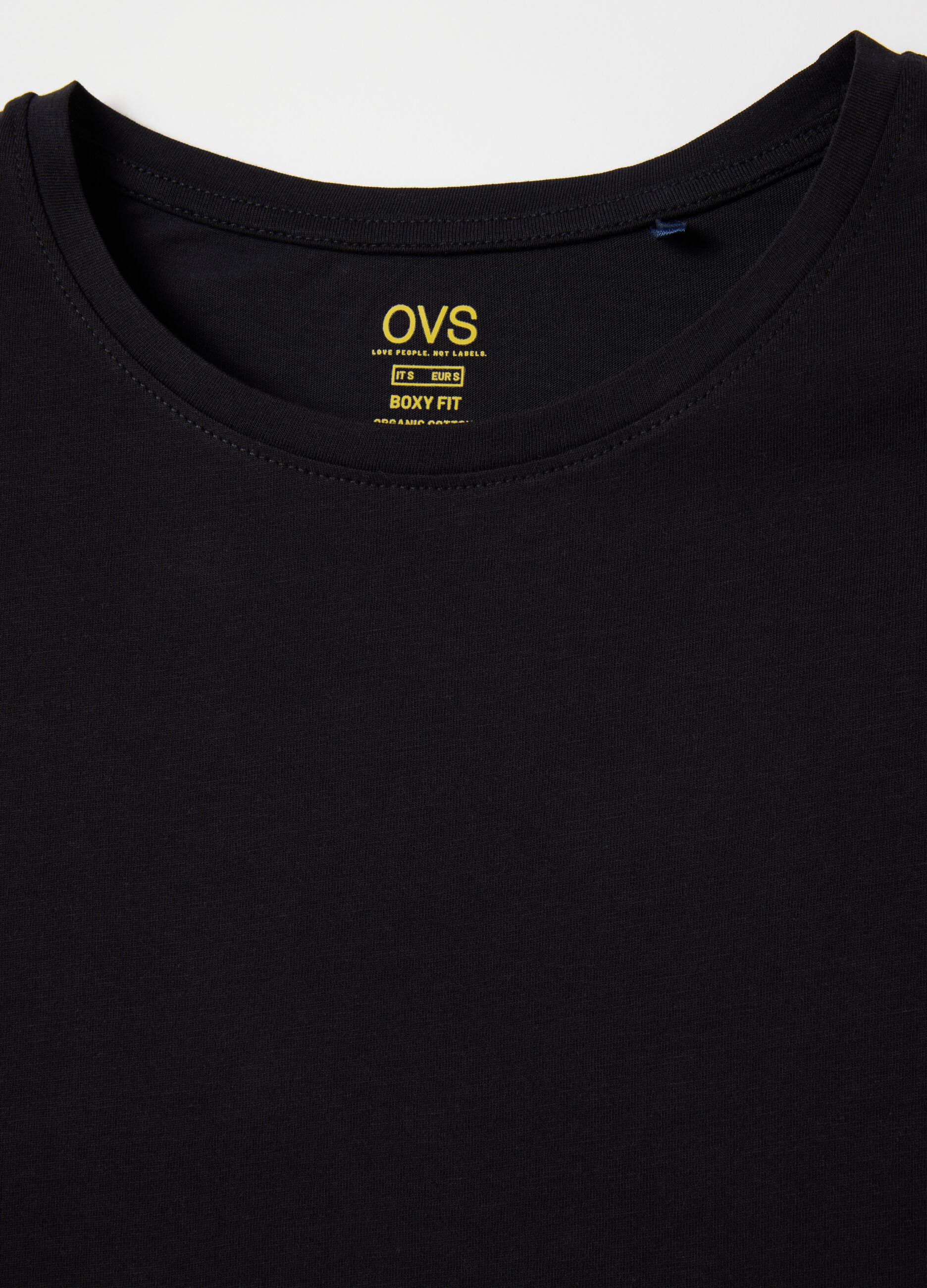 Black boxy-fit T-shirt in cotton