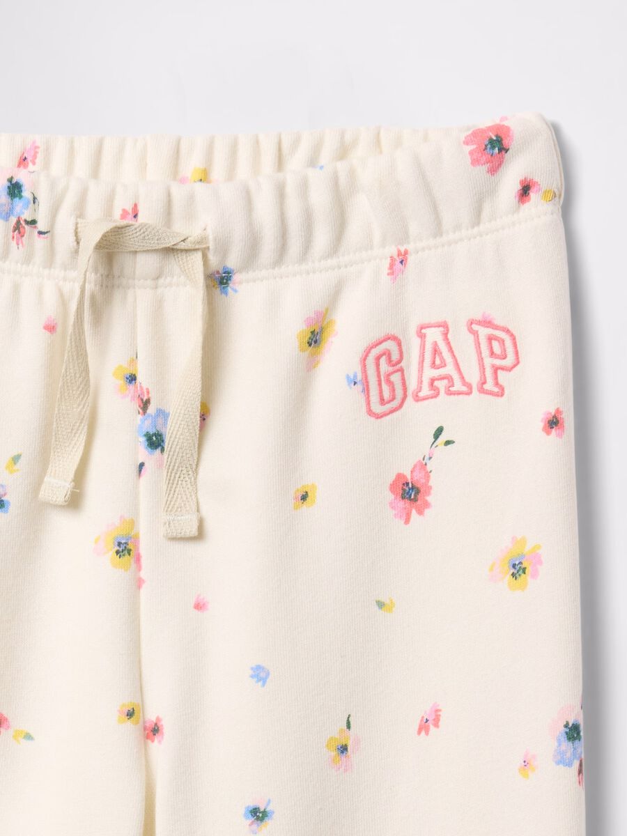 Joggers con coulisse stampa fiori e ricamo logo_2