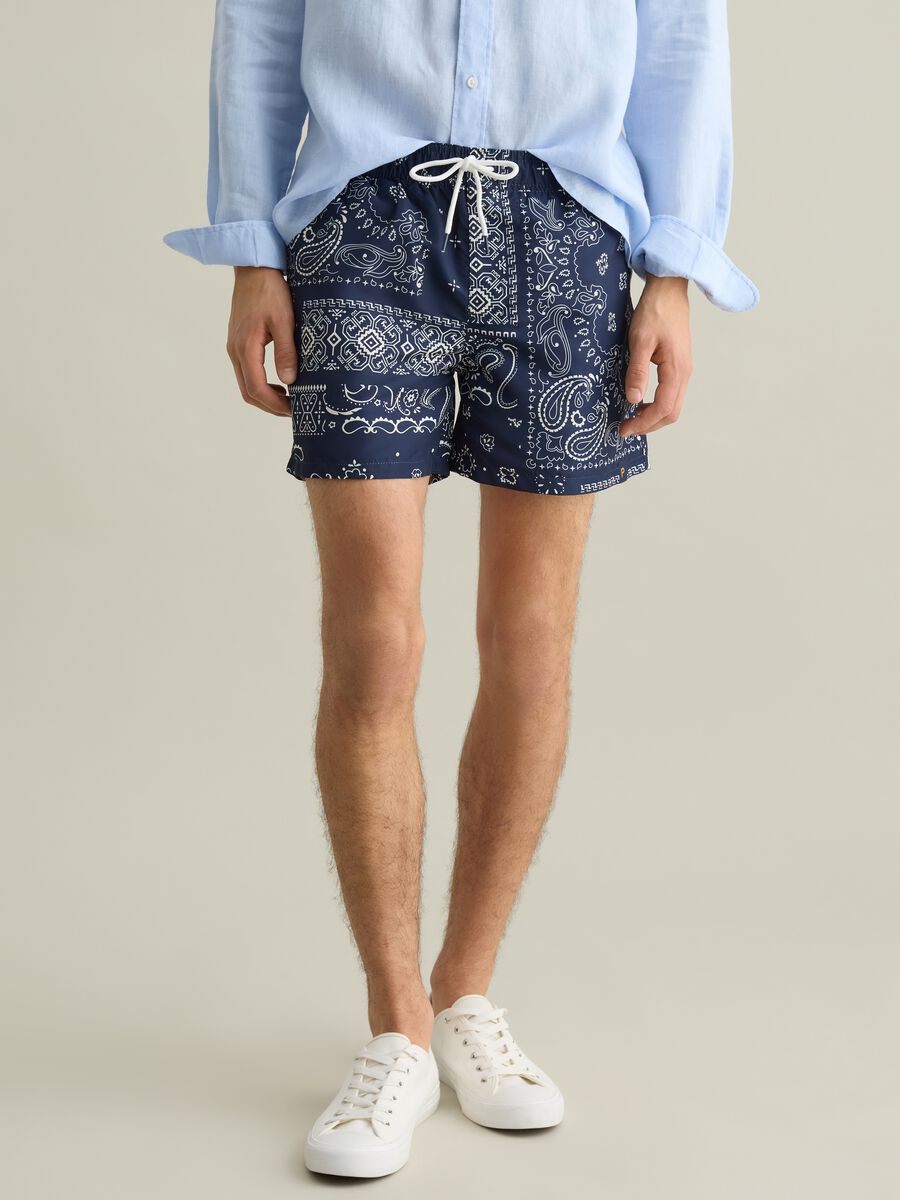 Blue swim boxers with paisley print_1