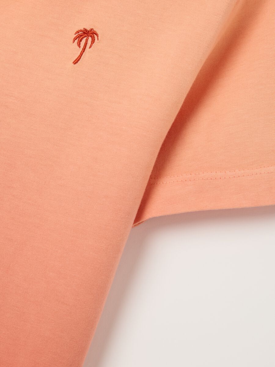 Short-sleeved polo in pure faded orange cotton_3