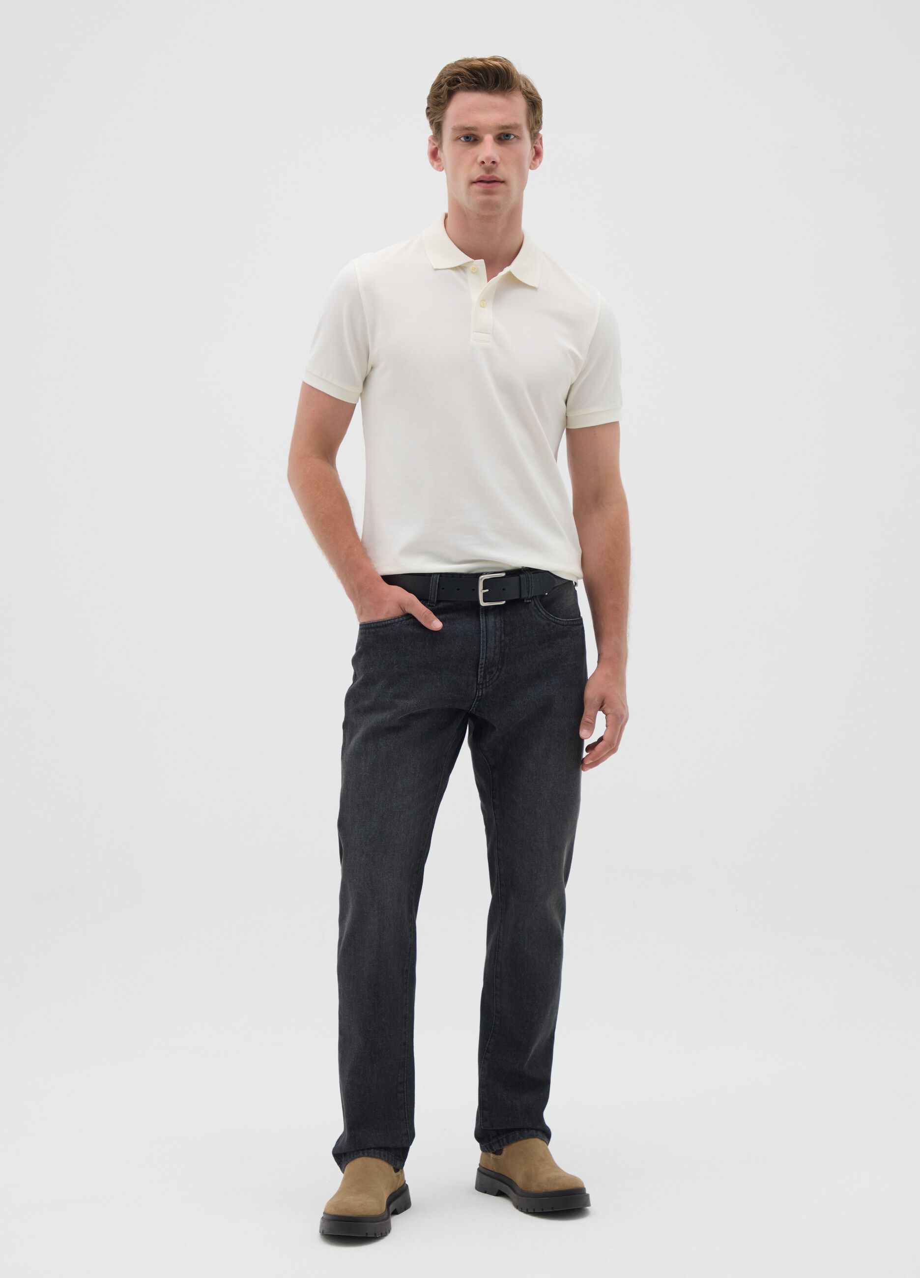 Black Pure Cotton Jeans Regular Fit