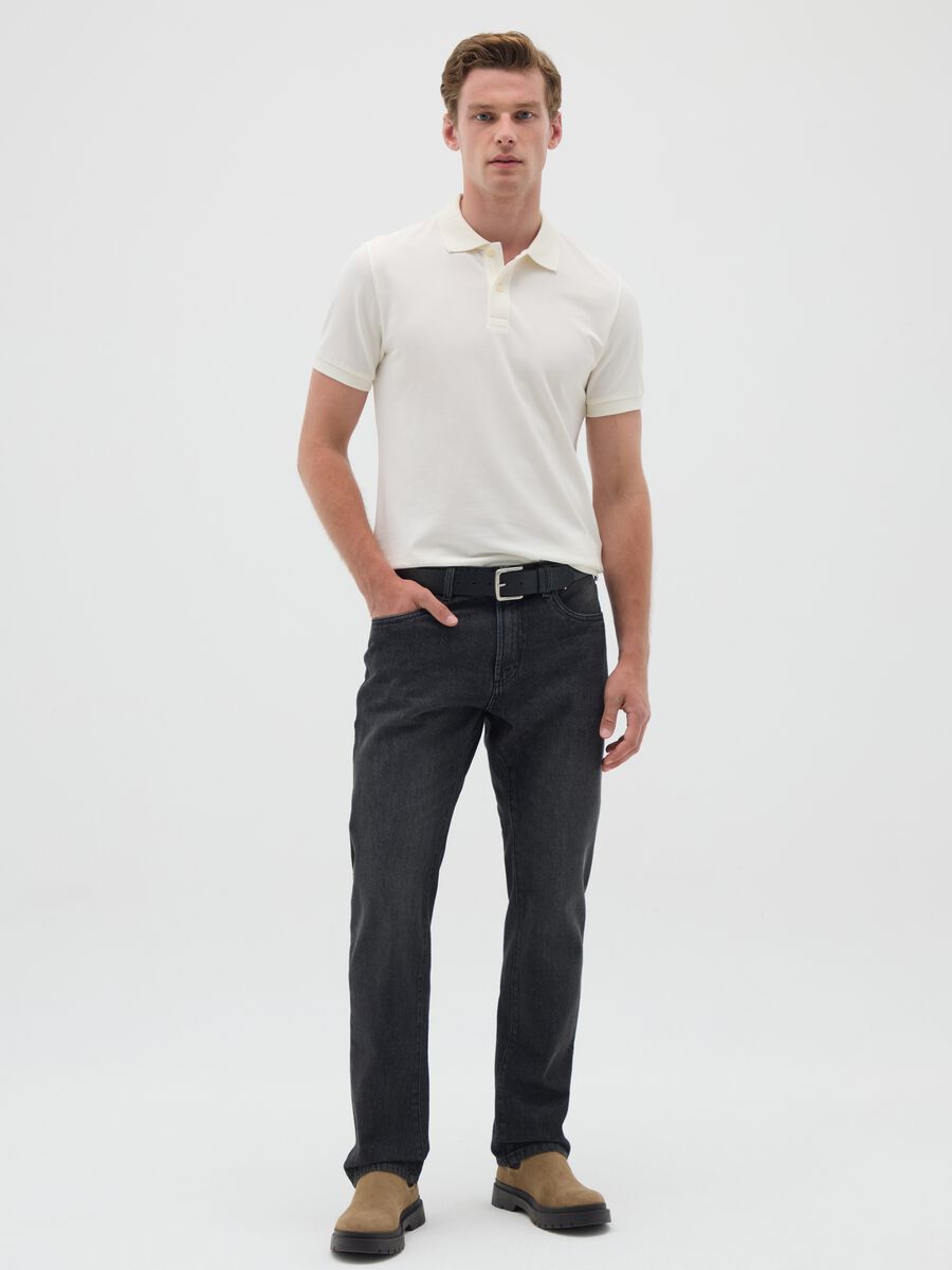 Black Pure Cotton Jeans Regular Fit_0
