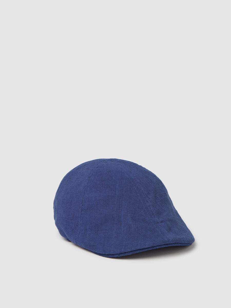 Viscose and linen flat cap_0