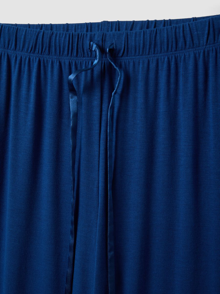 Blue regular fit stretch viscose blend pyjama trousers_5