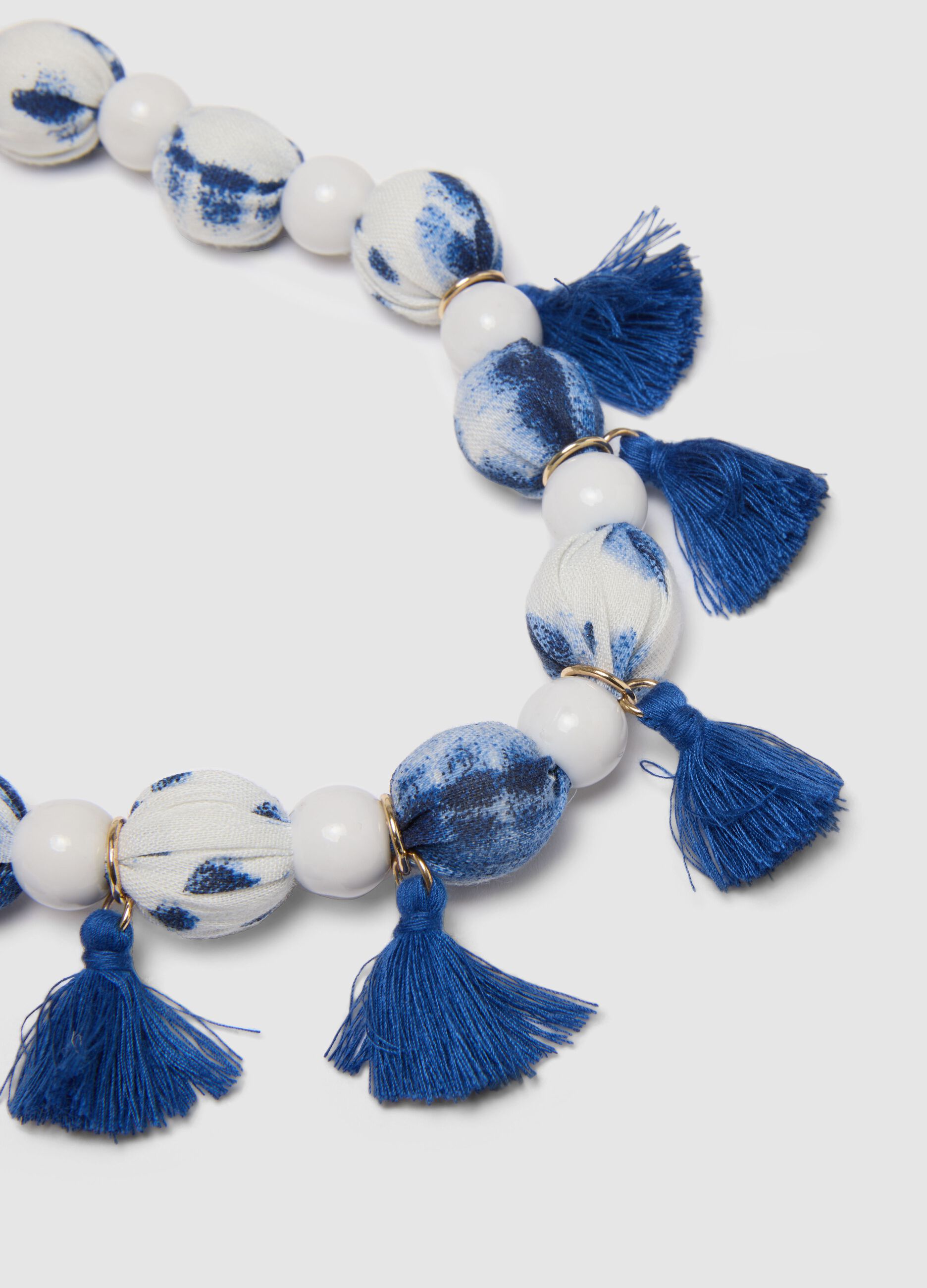 Multicolour necklace with pearls and tassels