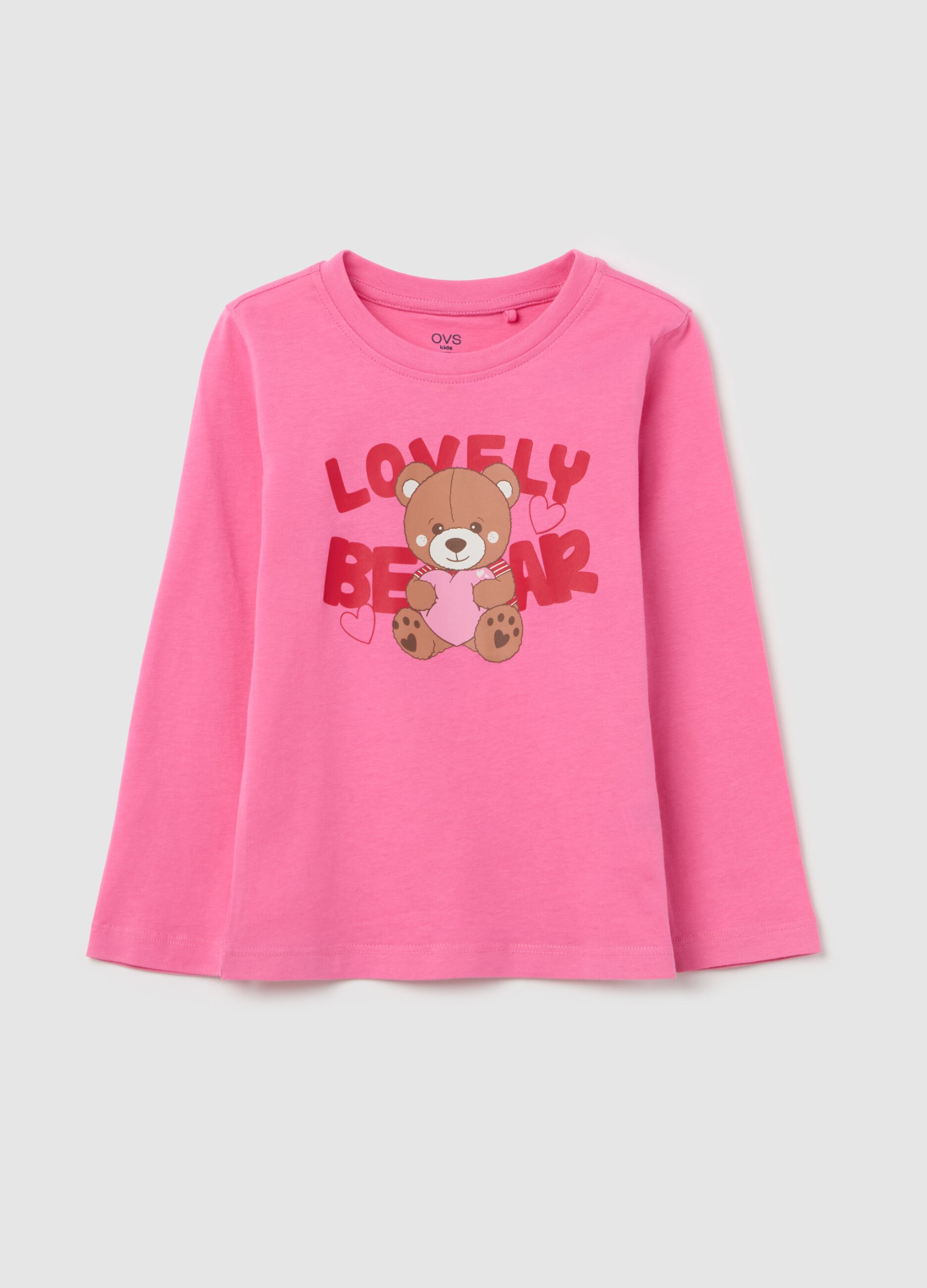 Long-sleeved T-shirt with "Lovely Bear” print