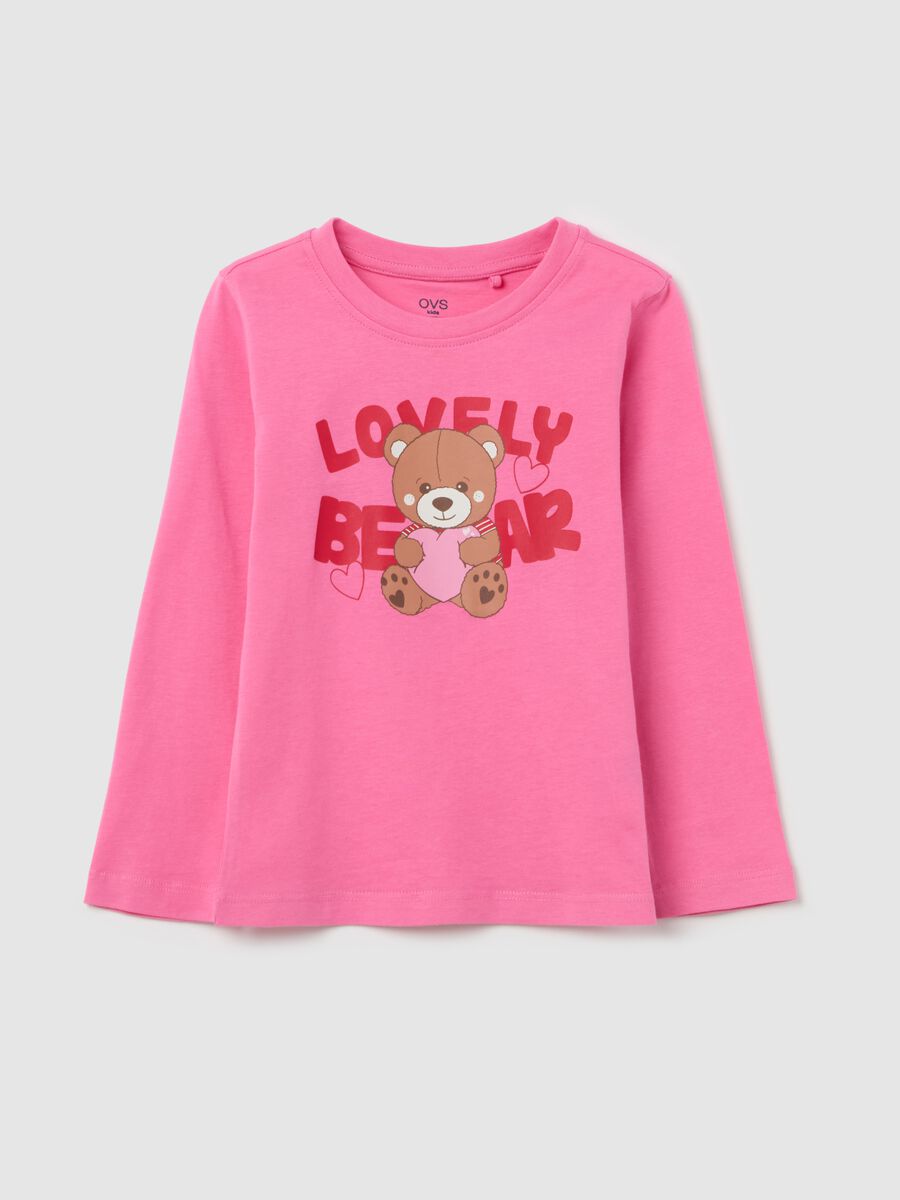 Long-sleeved T-shirt with "Lovely Bear” print_0