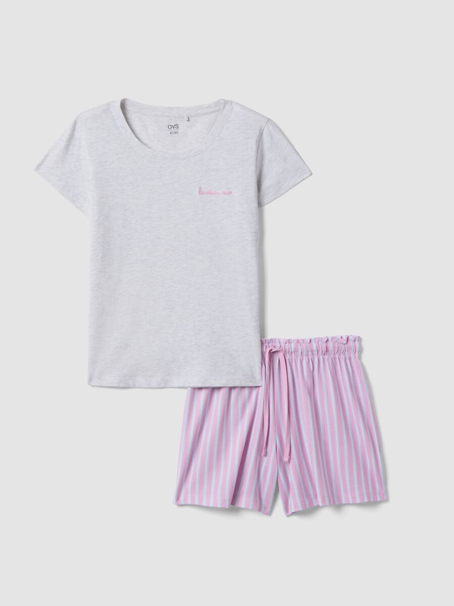 Pigiama corto in cotone elasticizzato a righe multicolor regular fit_4