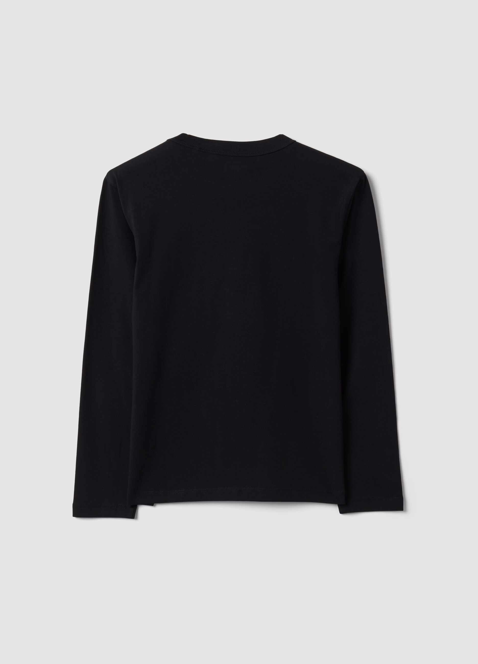 Black regular-fit stretch organic cotton T-shirt for boys