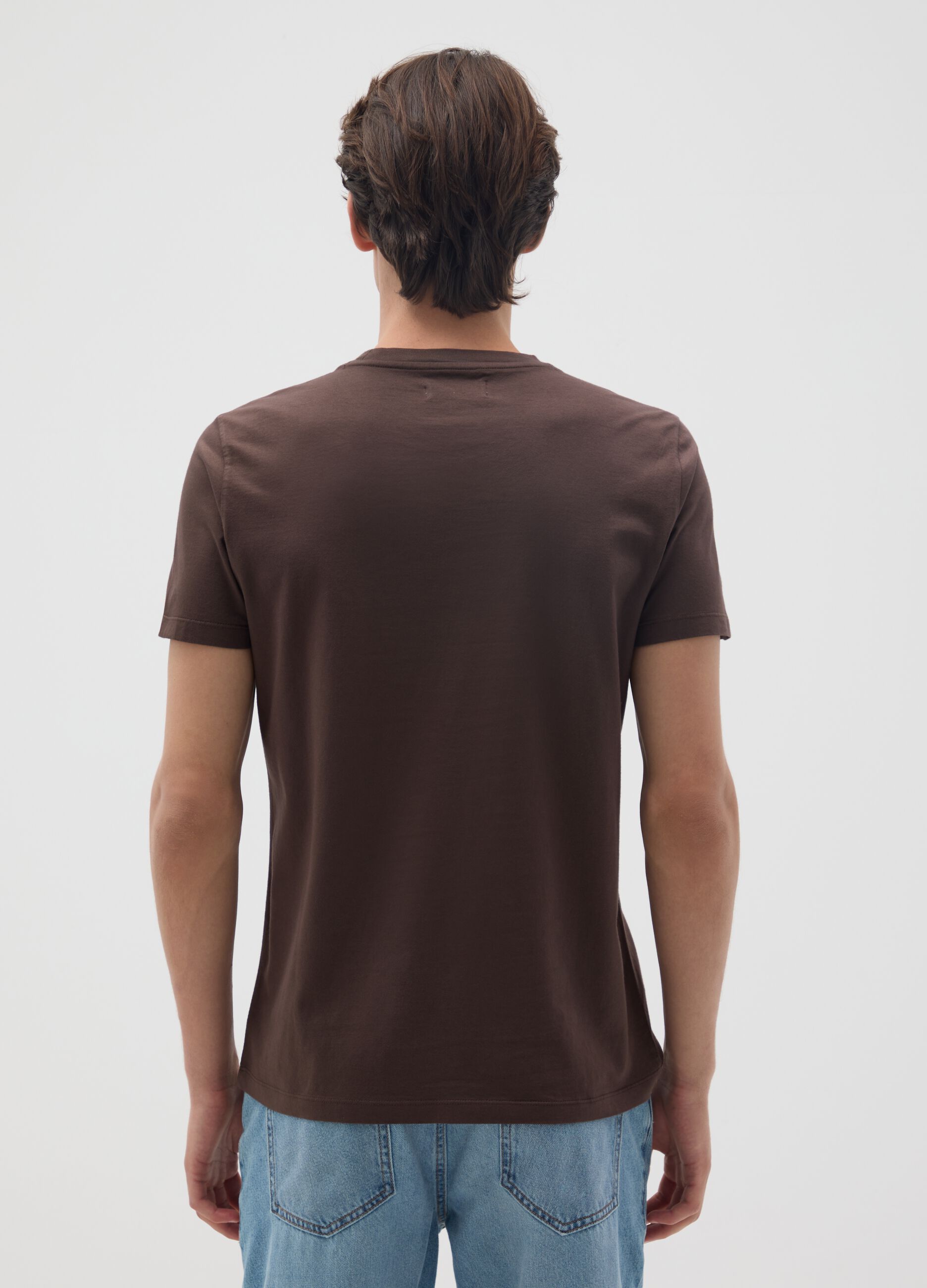 Brown pure cotton regular fit T-shirt