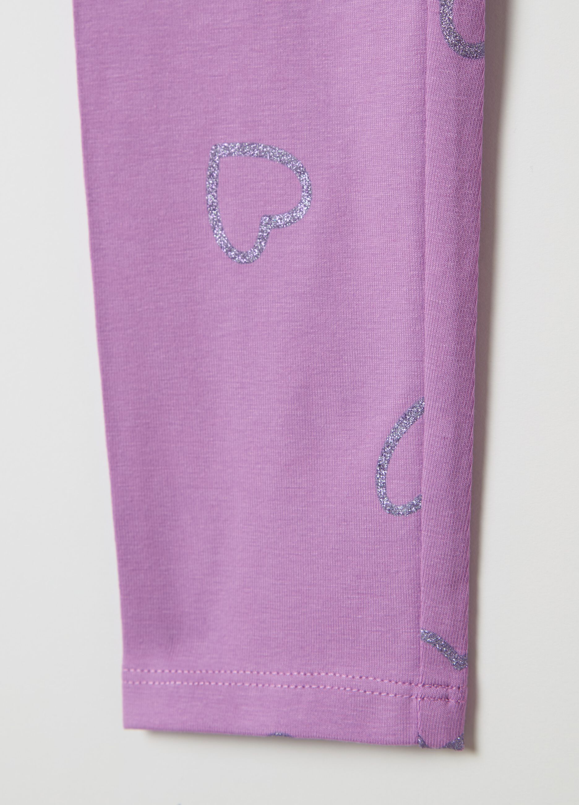 Stretch cotton leggings with glitter print