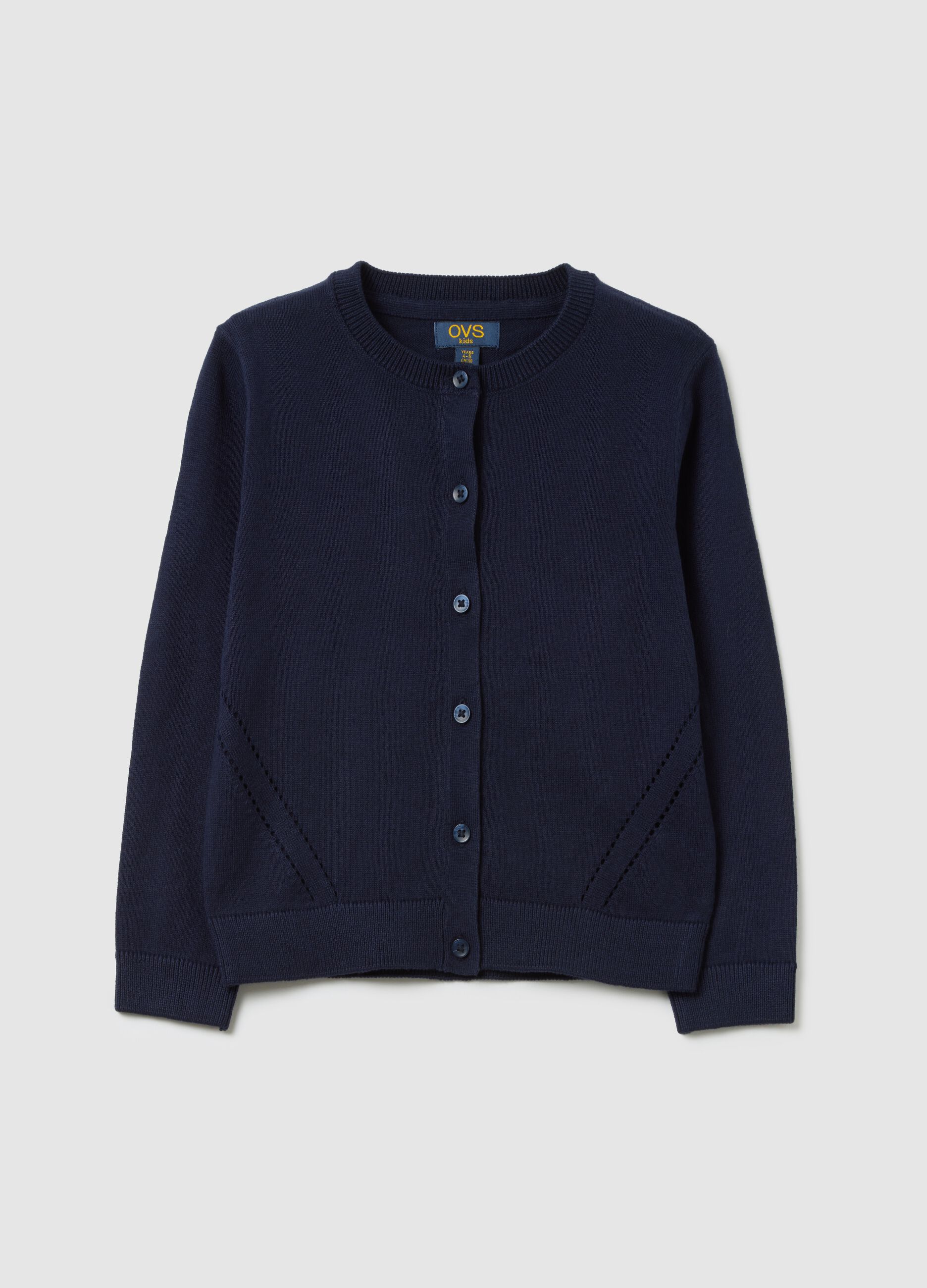 Girls' blue cotton cardigan, regular fit