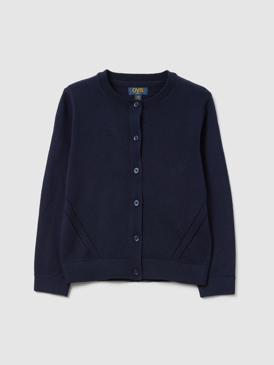 Girls' blue cotton cardigan, regular fit_0