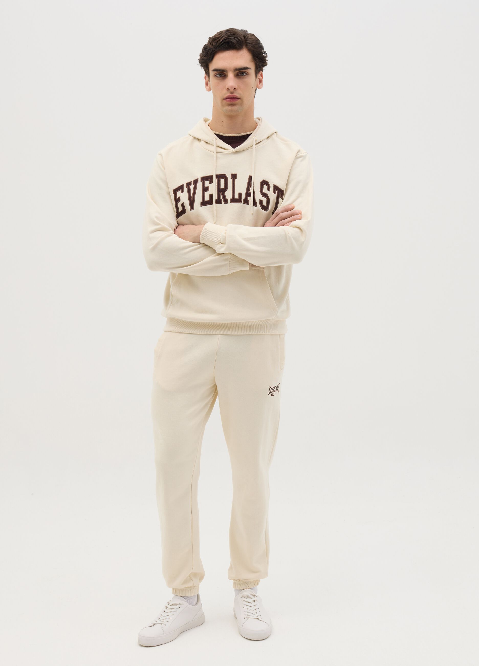 Beige sweatshirt with hood