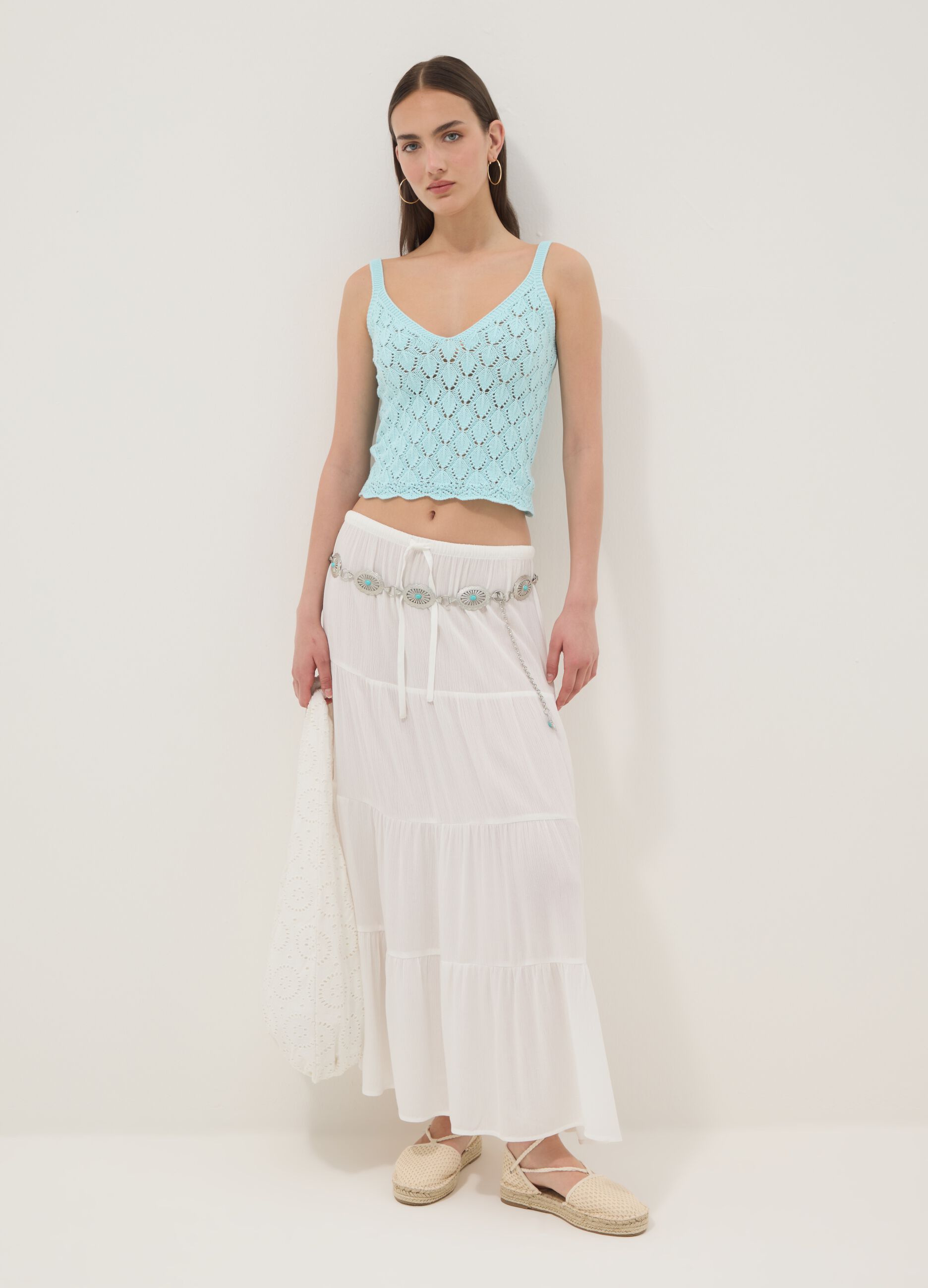 White maxi skirt in pure viscose