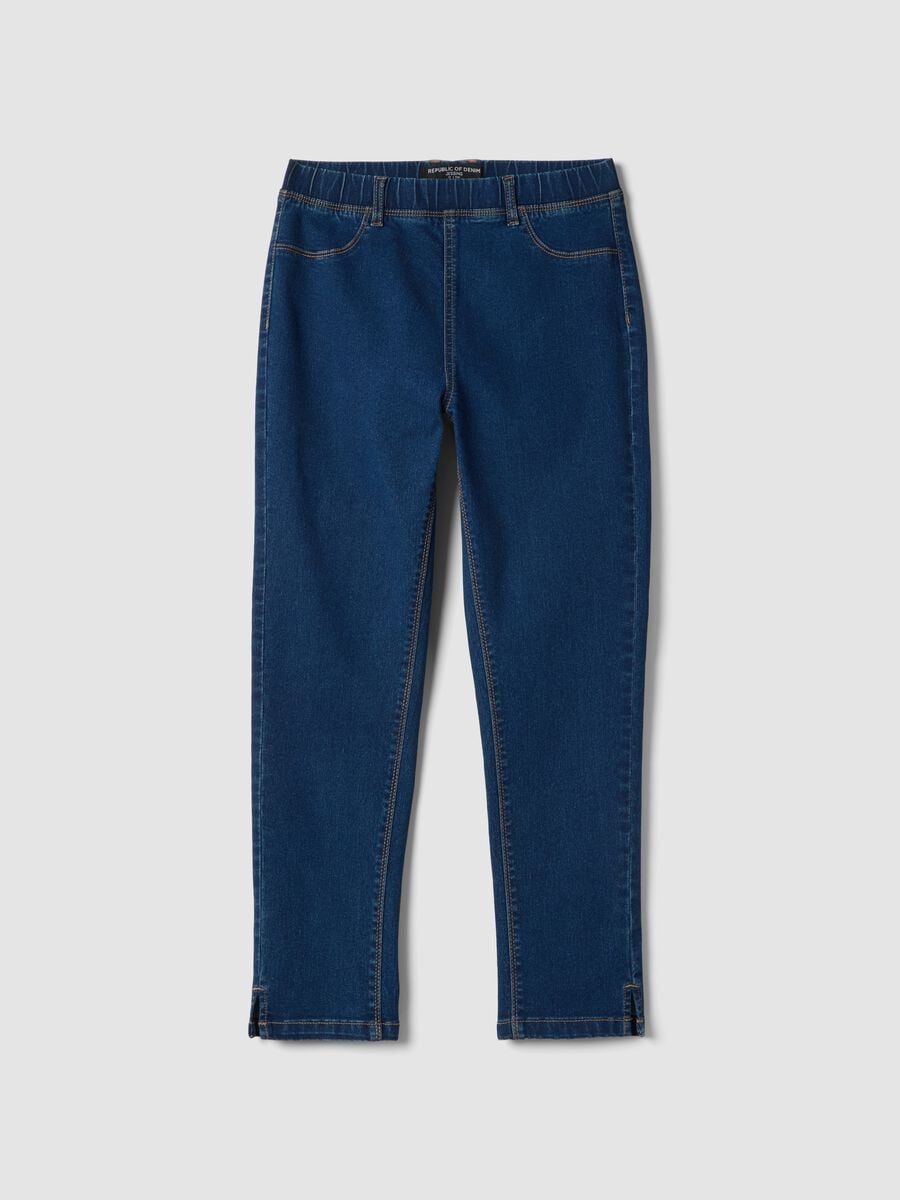 Blue skinny fit stretch denim blend jeans_4