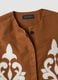 Brown linen and lyocell-blend gilet with applied embroidery_5