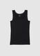 Regular fit black stretch cotton vest with lace trim_0