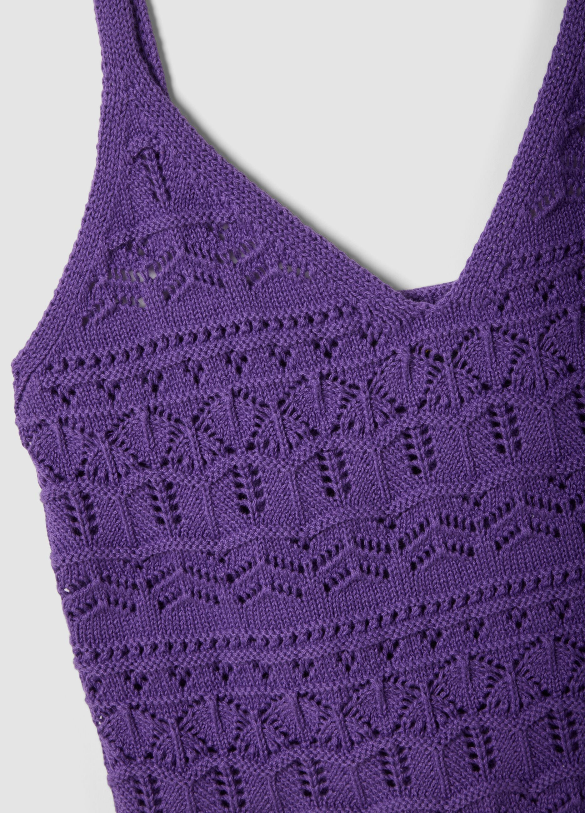 Canotta in puro cotone viola regular fit con lavorazione a maglia
