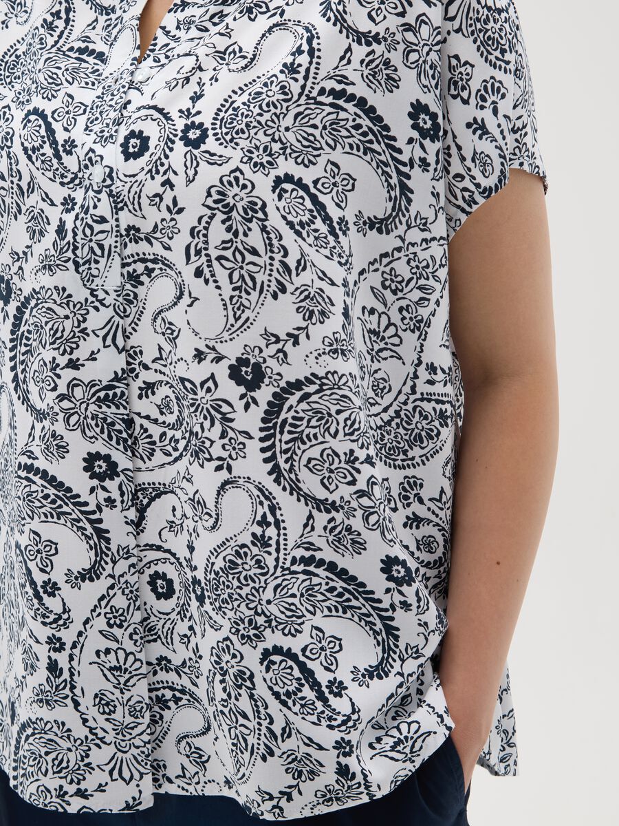 Women's short-sleeve shirt in pure multicolour viscose regular fit_2