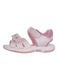 Pink girl's sandals with hook-and-loop closure and floral decorations_0
