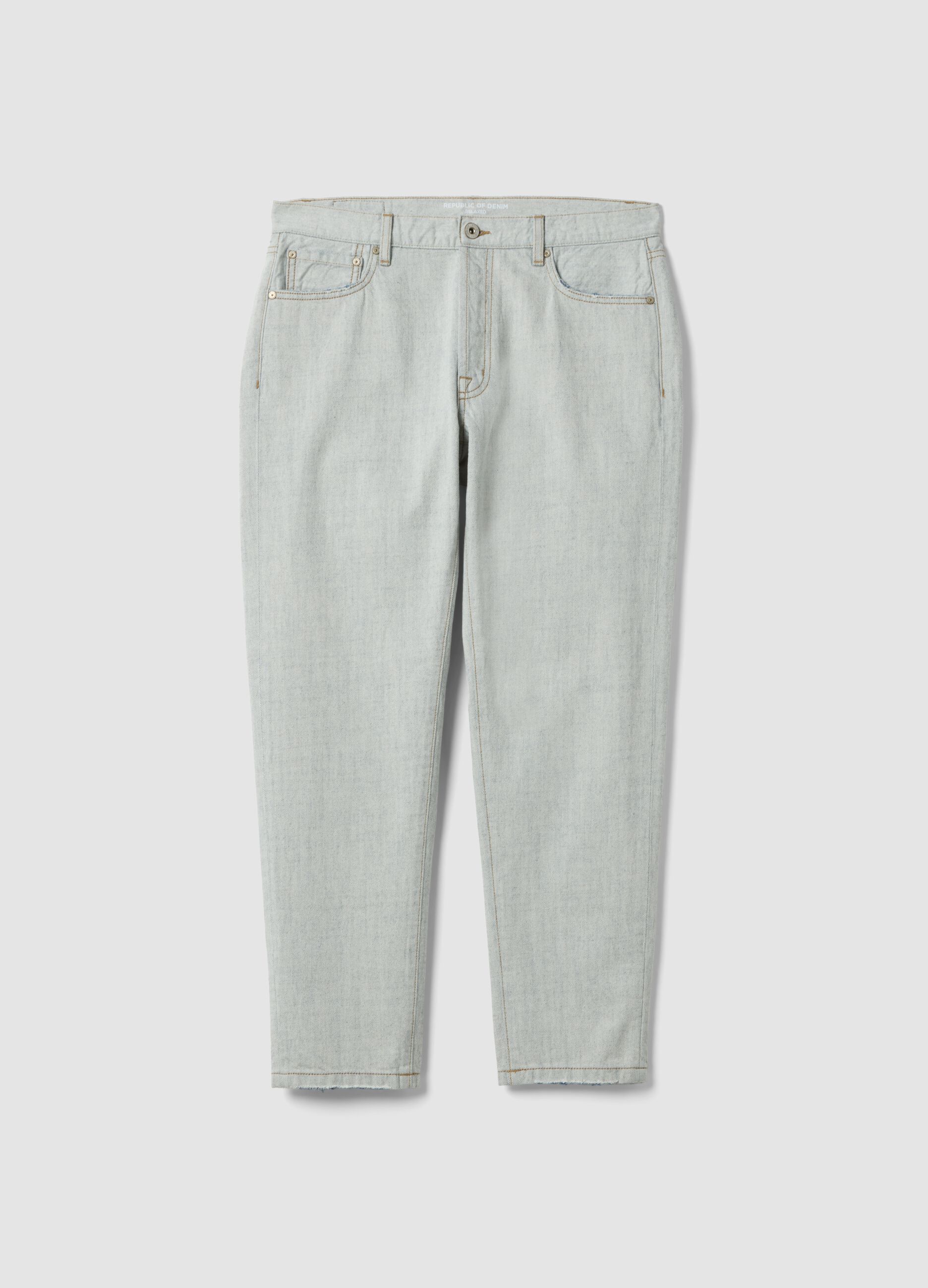 Light Blue Pure Cotton Relaxed-Fit Denim Jeans