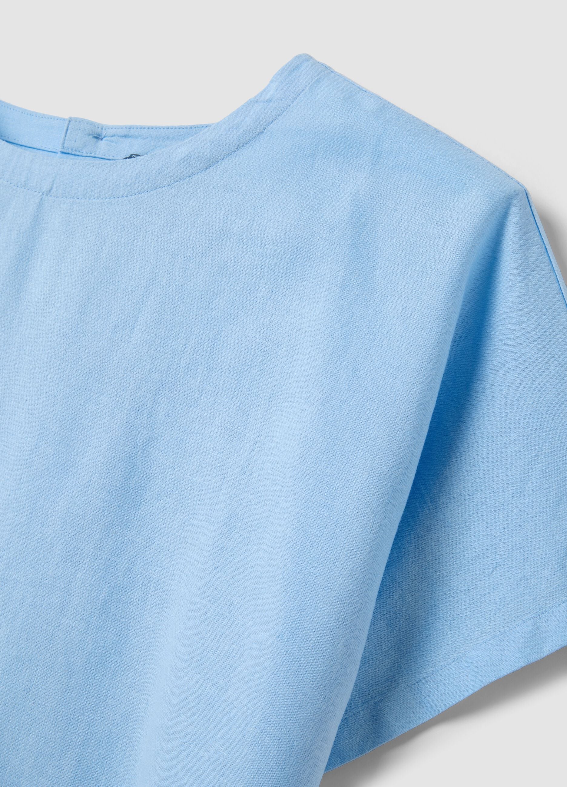 Light blue linen and viscose-blend blouse, regular fit