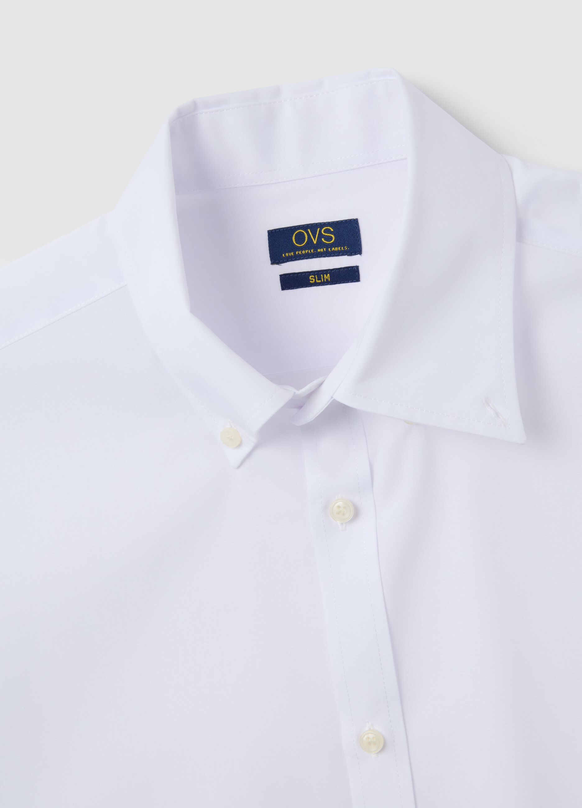 White Cotton Blend Slim Fit Shirt