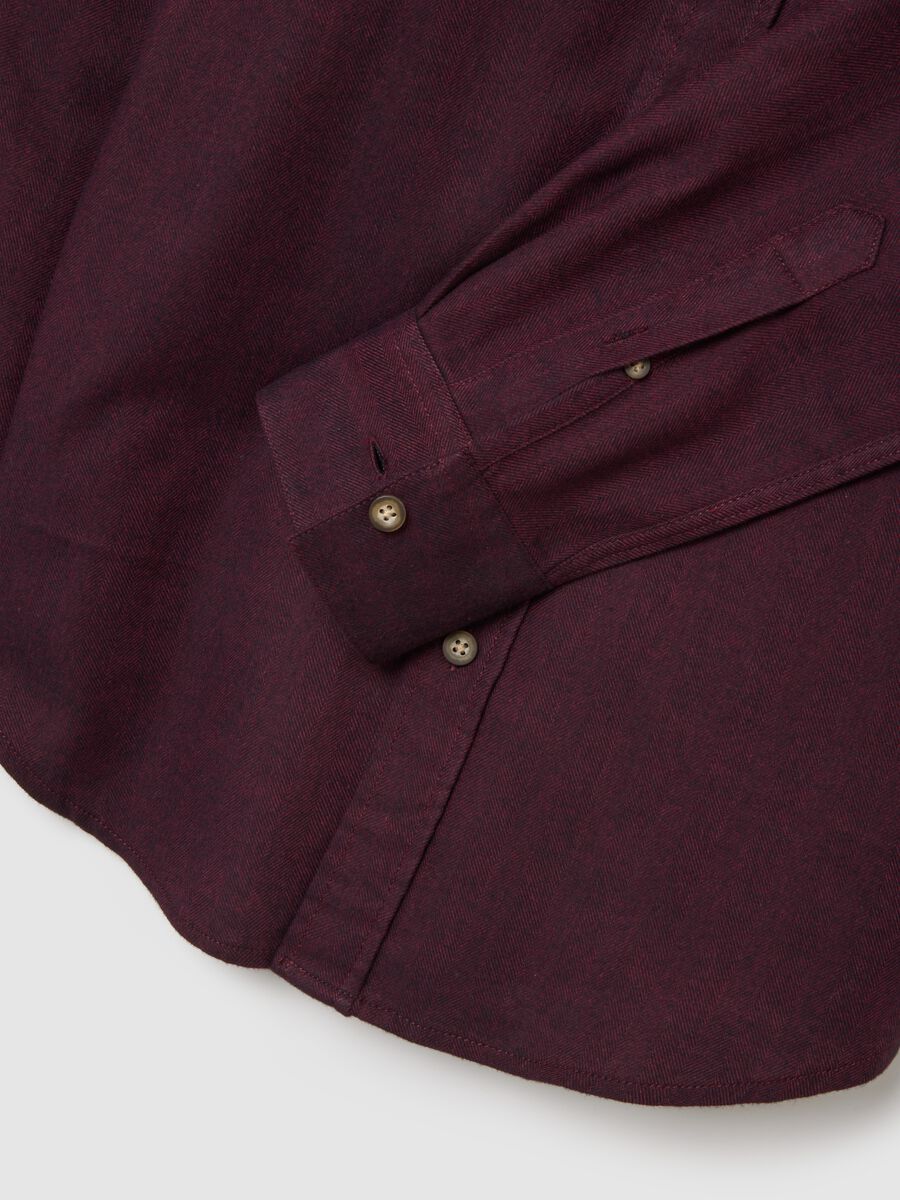 Camicia in puro cotone bordeaux regular fit_1