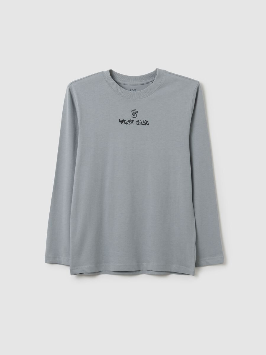 Maglietta da ragazzo in puro cotone grigia regular fit_0