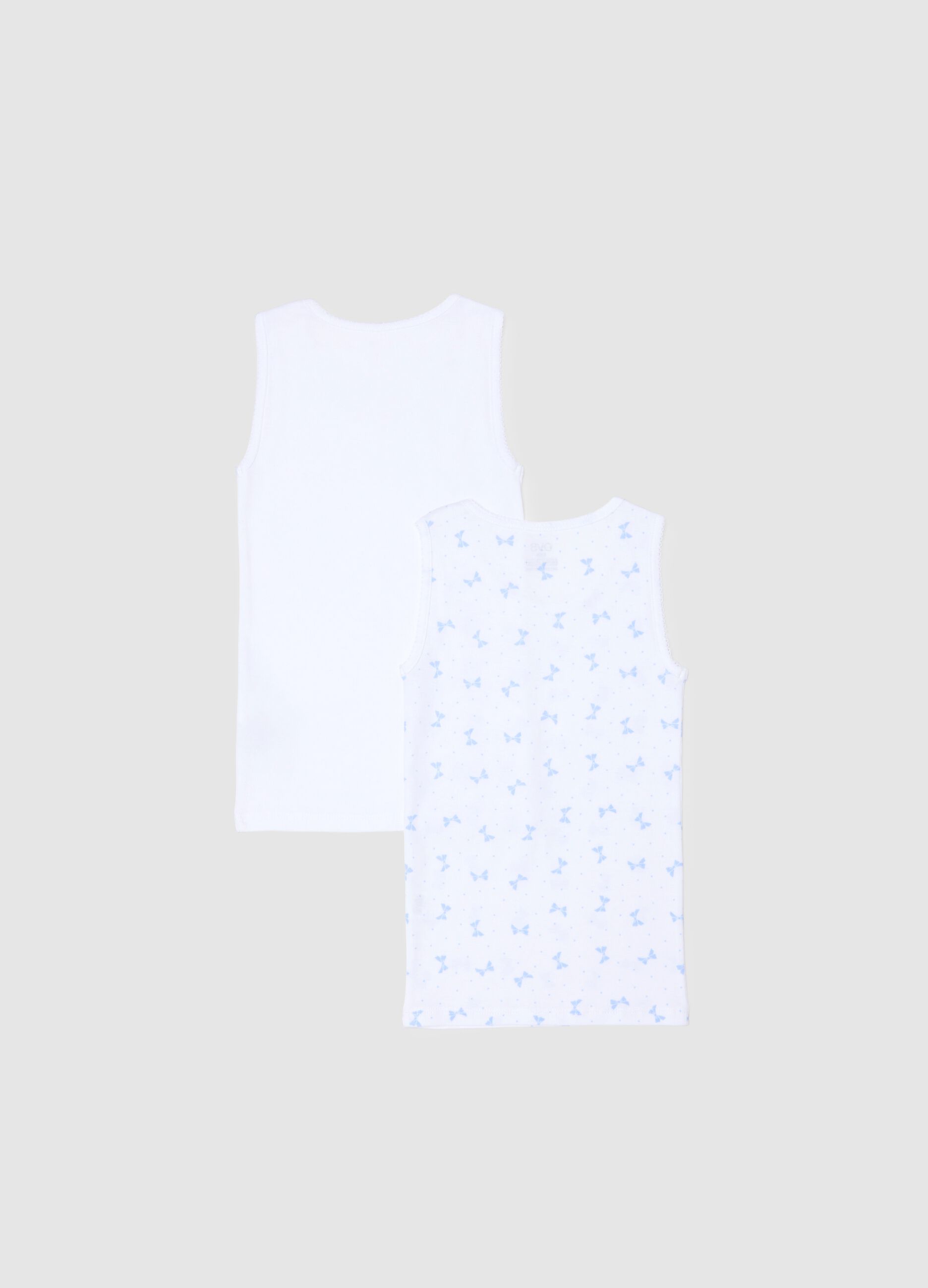 Bipack canottiere bianche da bambina in puro cotone regular fit