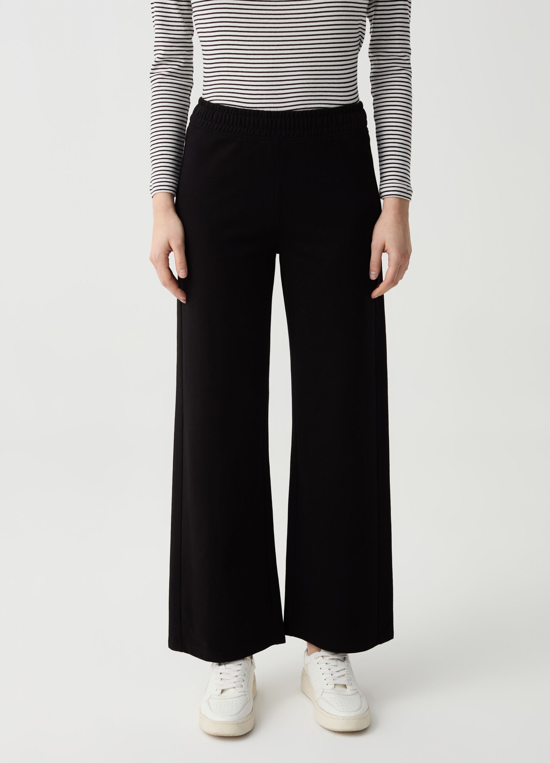 Joggers wide leg in felpa