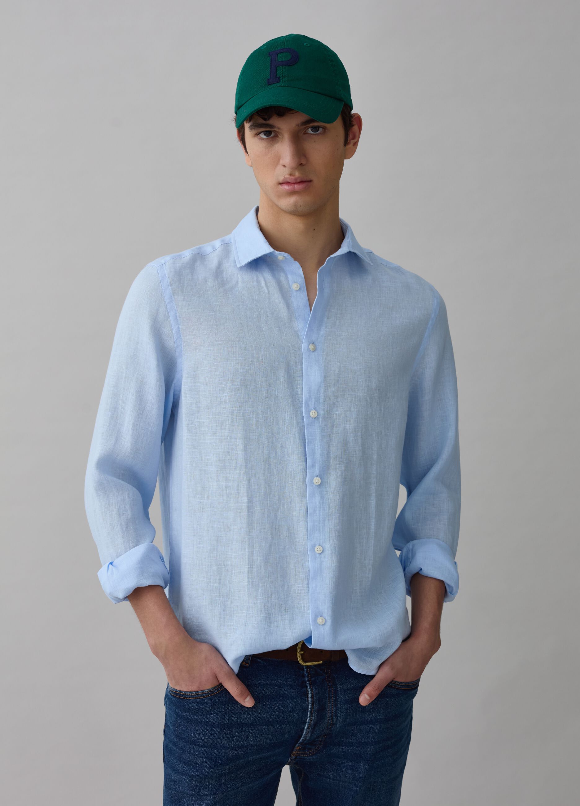 Regular-fit shirt in linen