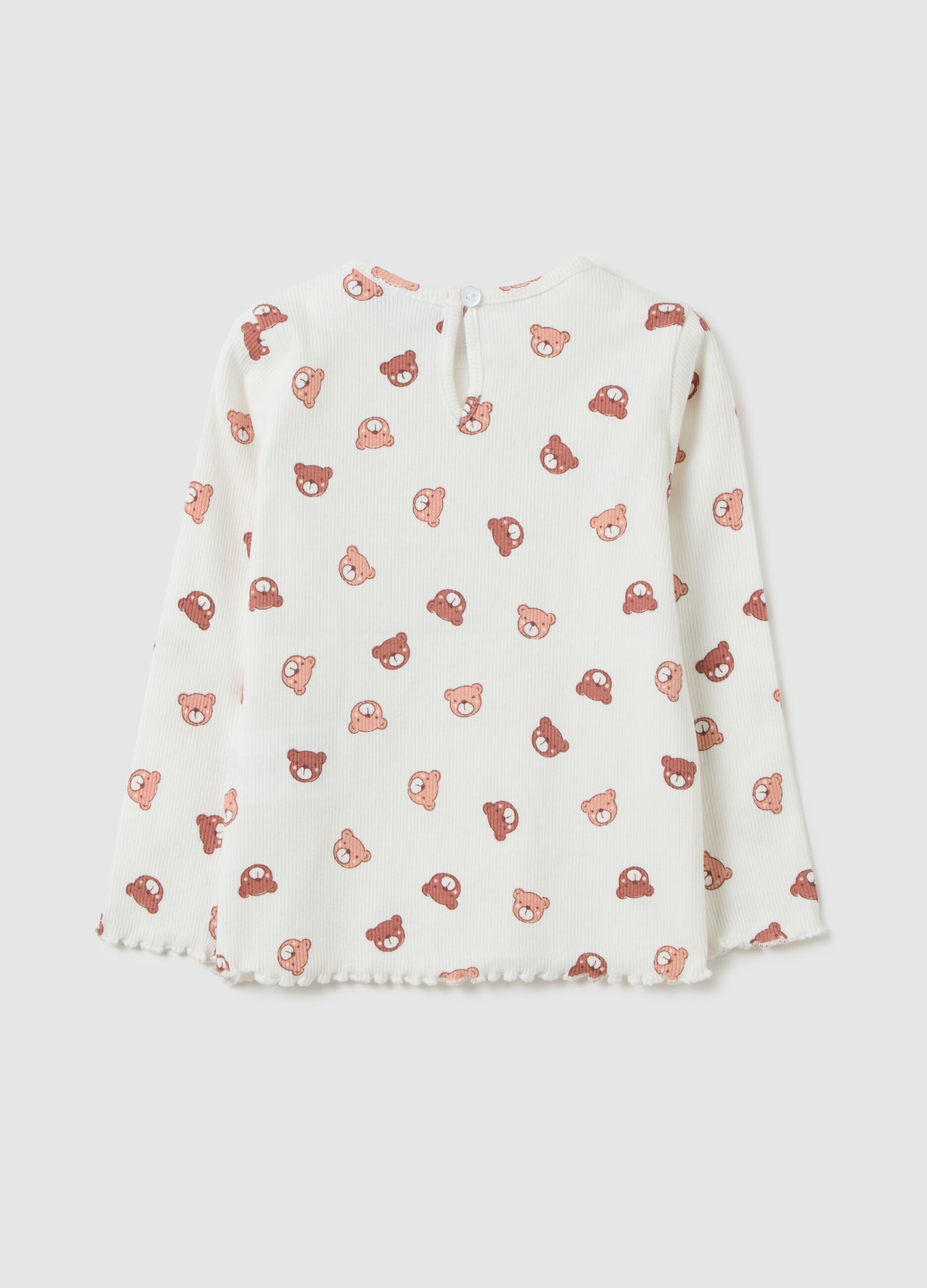 T-shirt da bambina in cotone elasticizzato multicolor regular fit con stampa