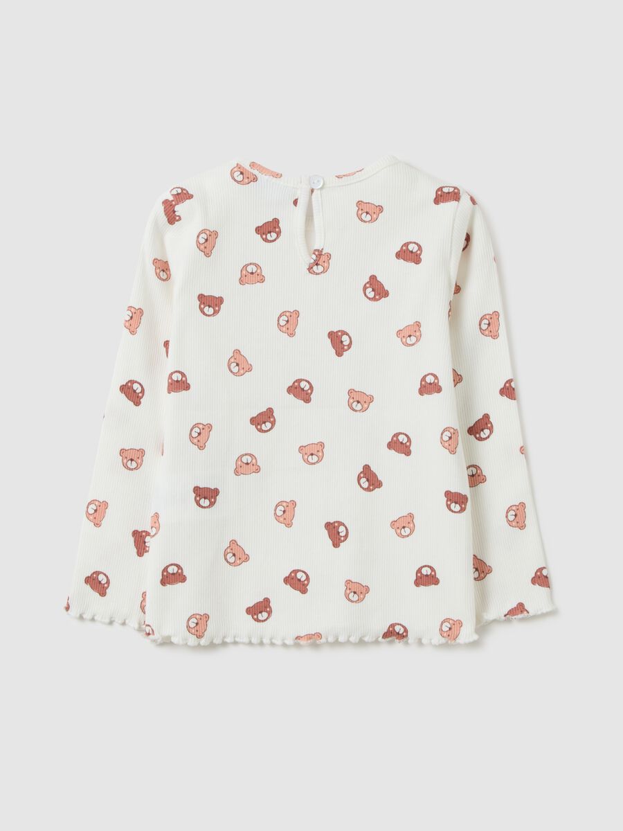T-shirt da bambina in cotone elasticizzato multicolor regular fit con stampa_1