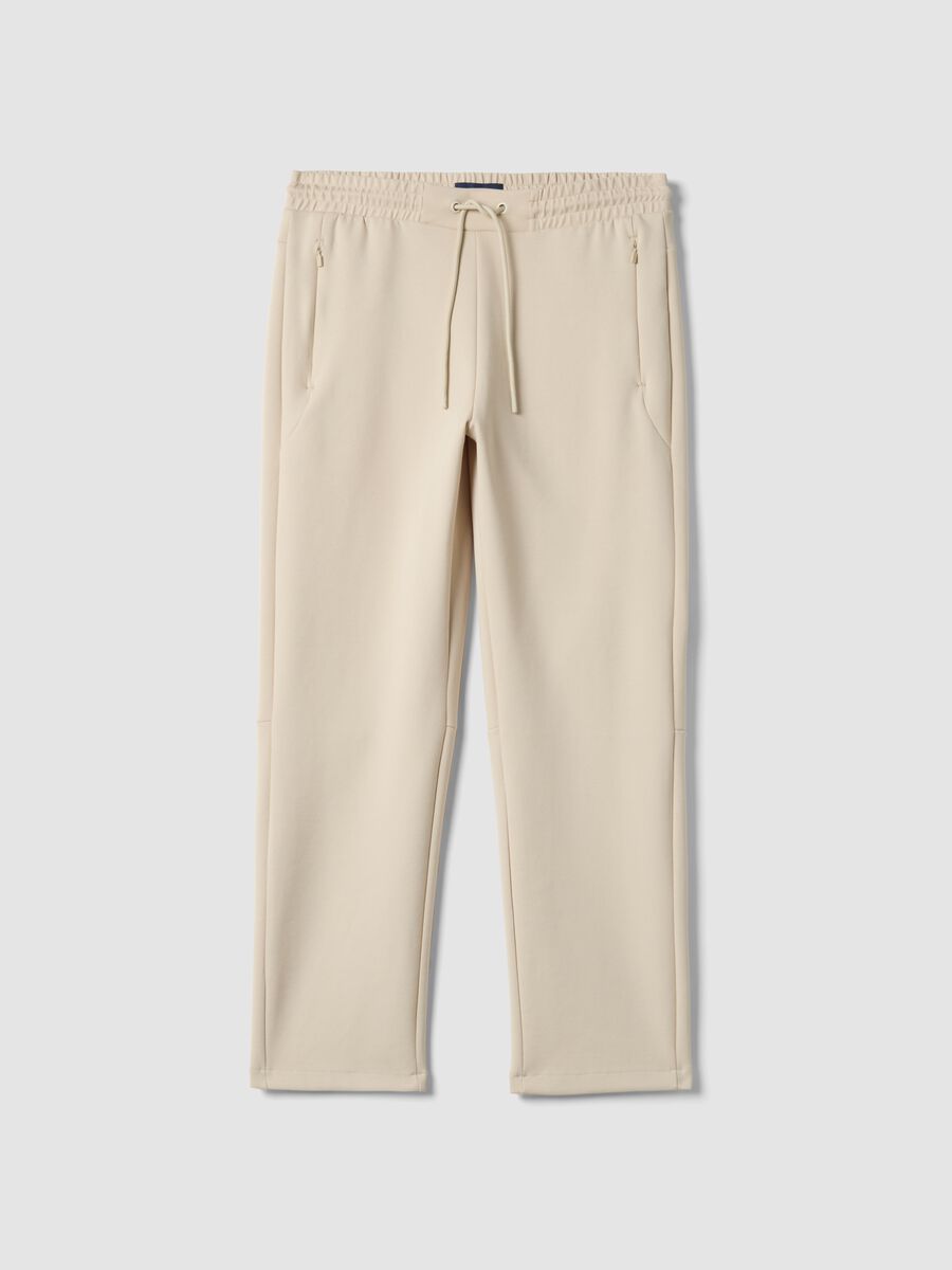 Pantaloni jogger in misto cotone elasticizzato beige regular fit_0